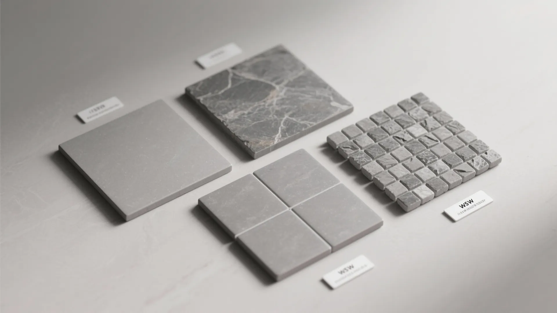 2. Monochrome tiles with varied textures