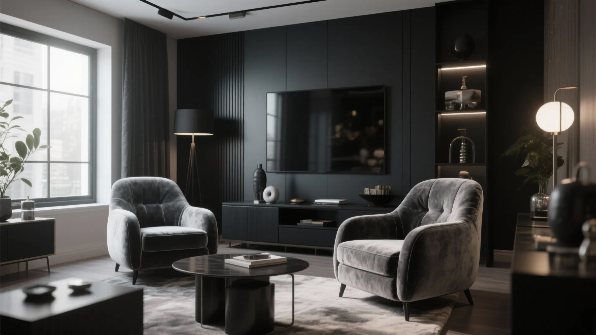 6. Grey Velvet Armchairs