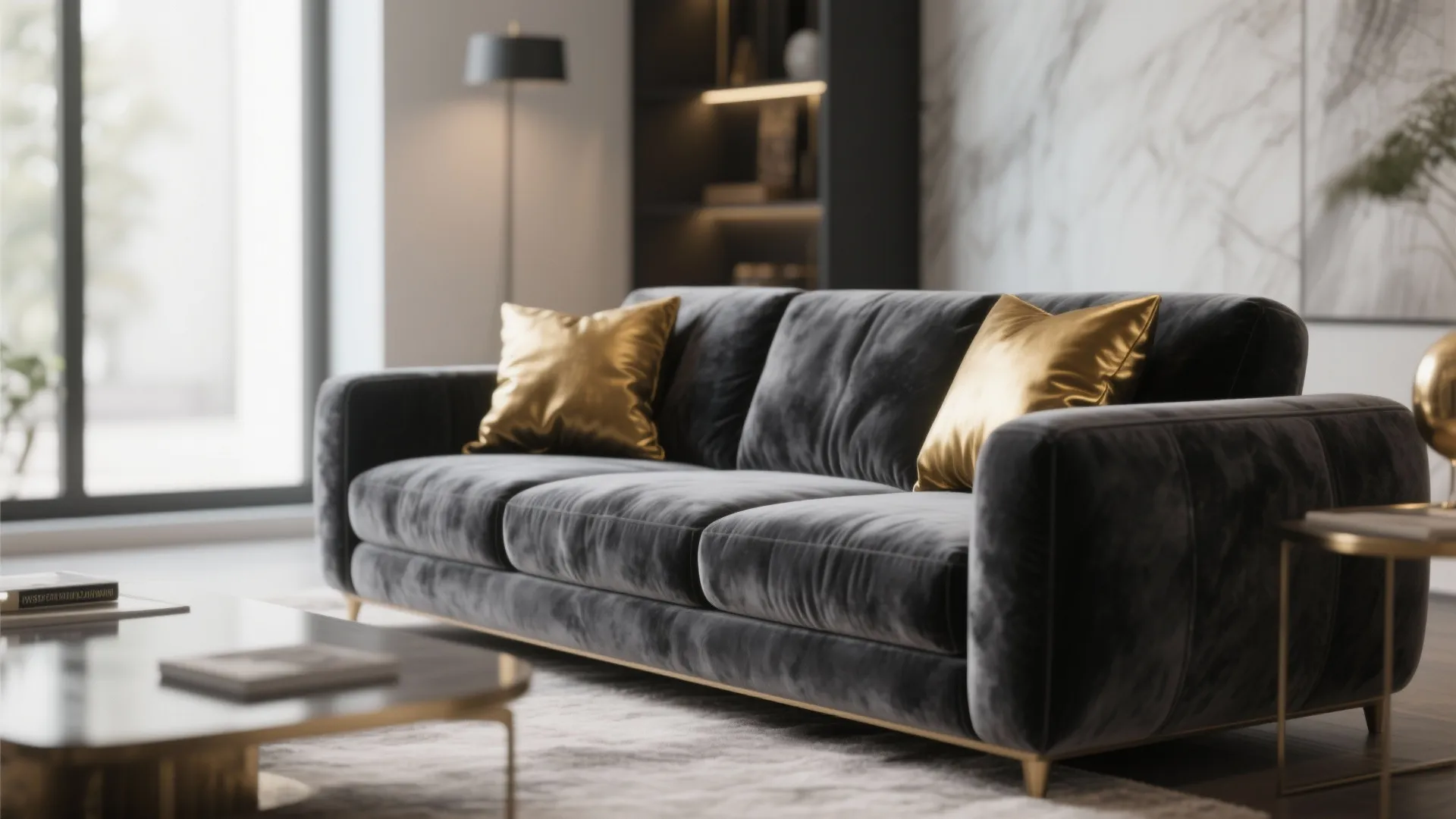 4. Velvet Upholstery in Deep Grey