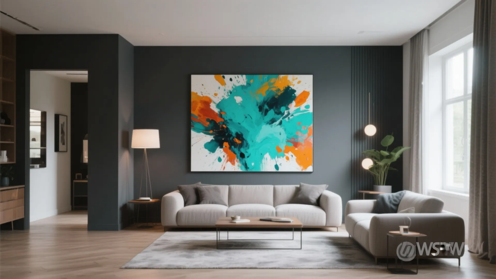 5. Grey Walls, Bold Artwork