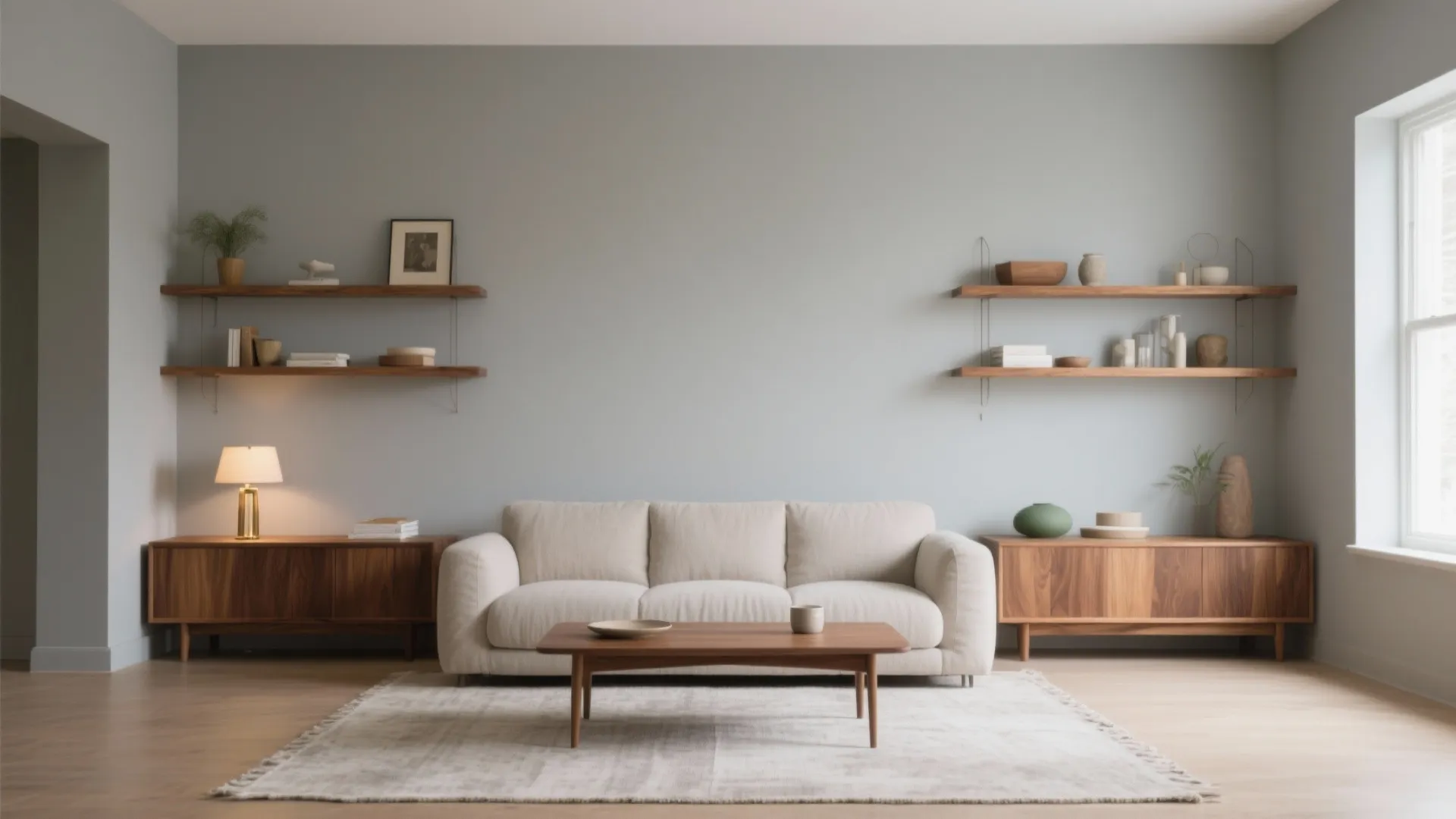 Light Grey + Warm Woods for Cozy Minimalism