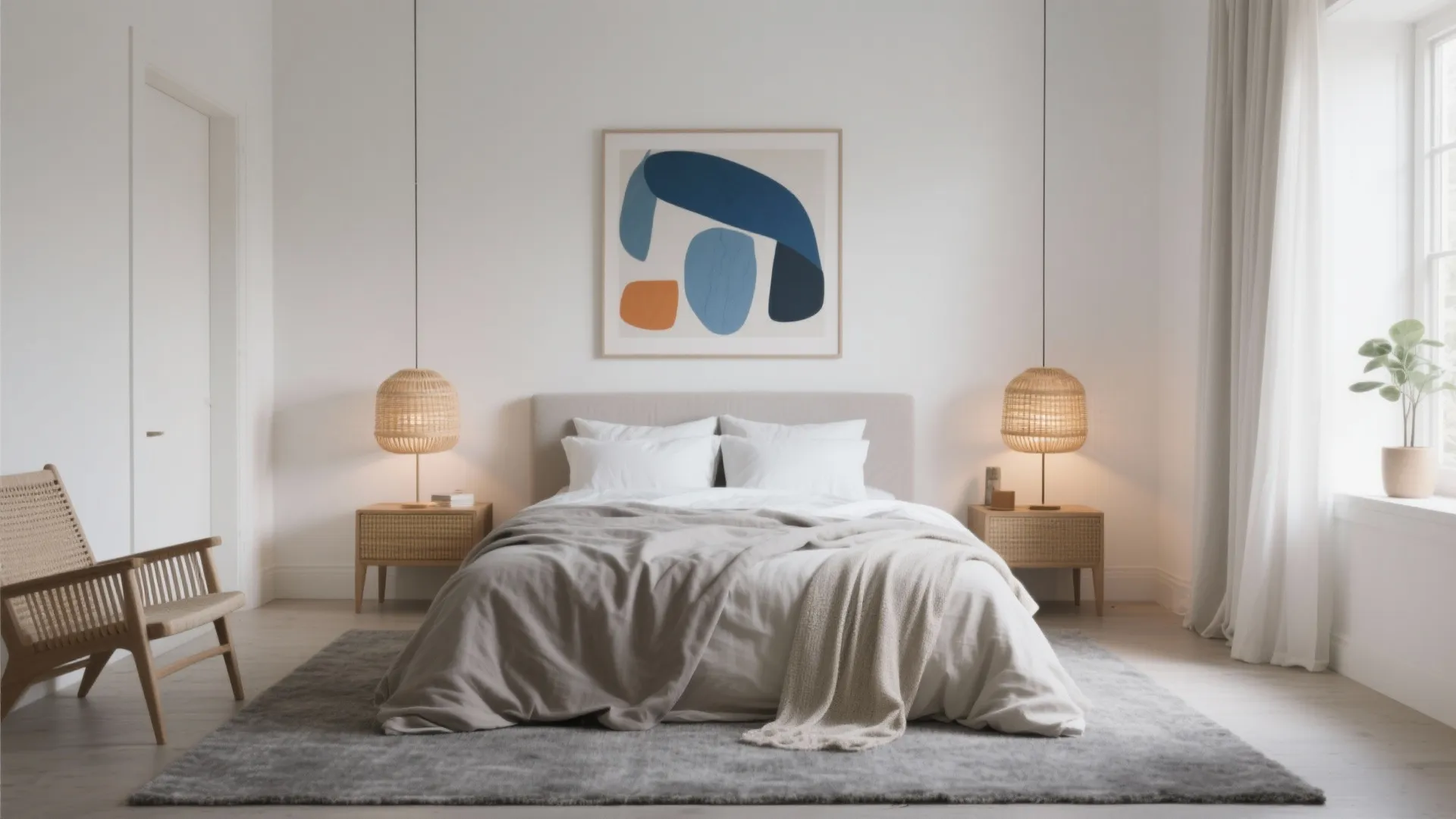 Grey Carpet and White Walls Bedroom Ideas