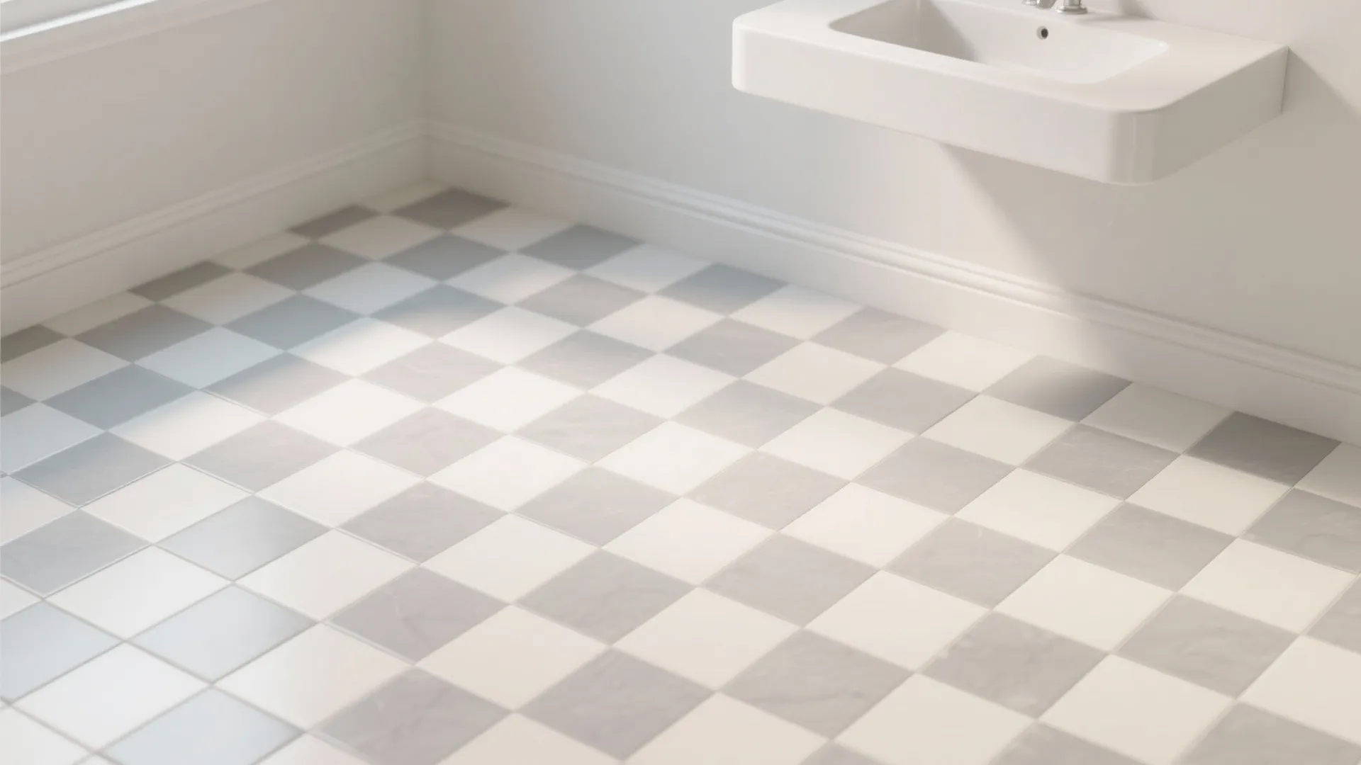 Soft Grey and White Checkerboard Floors