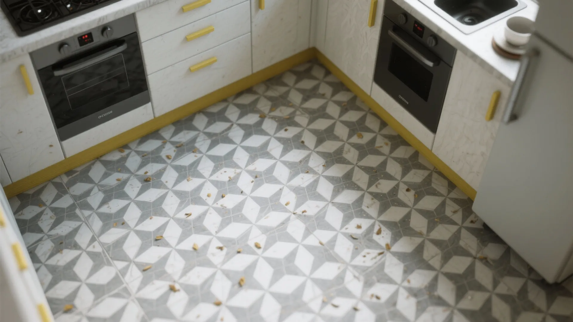 7. Grey and White Patterned Floor