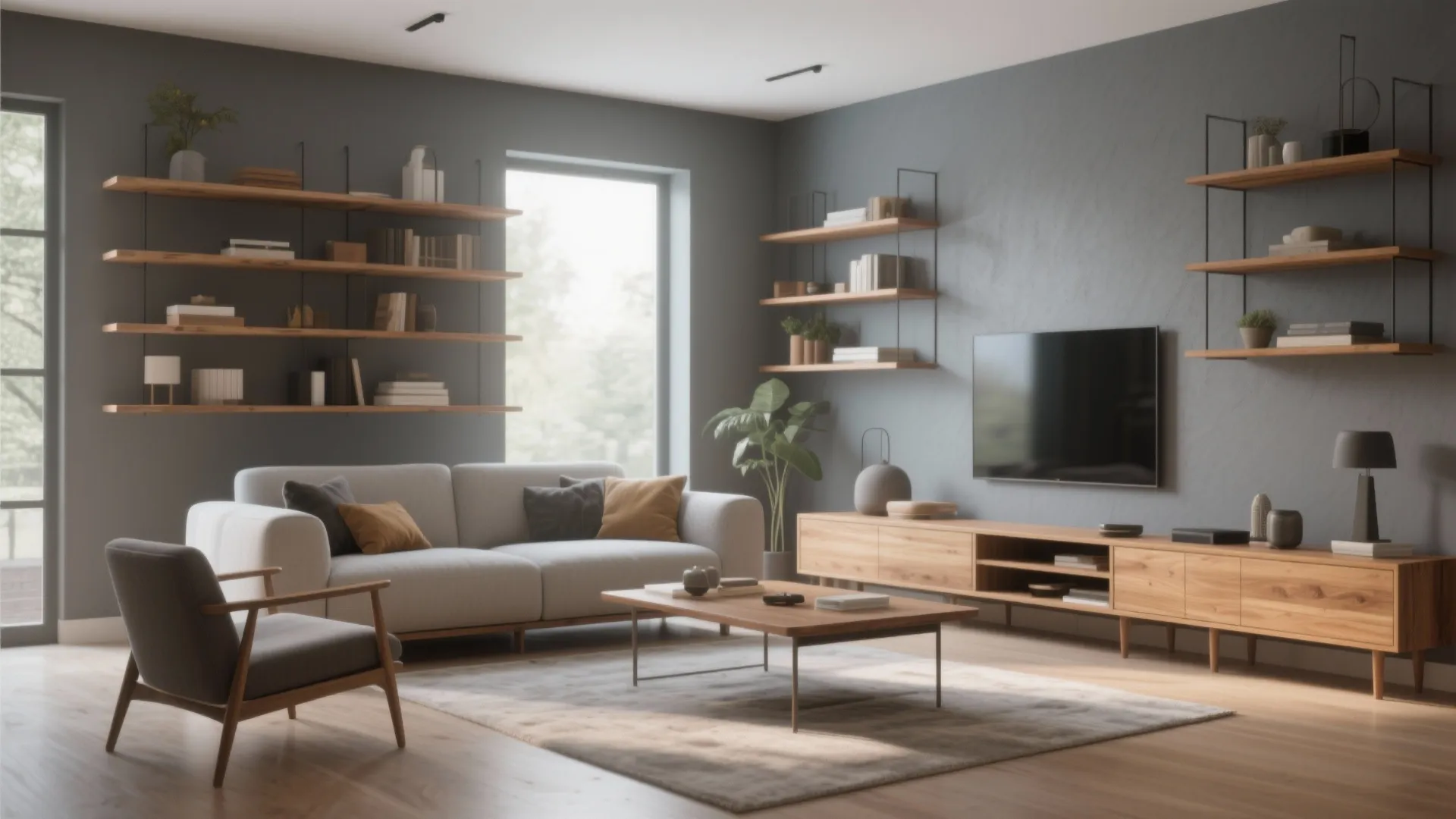 3. Grey and Natural Wood Balance