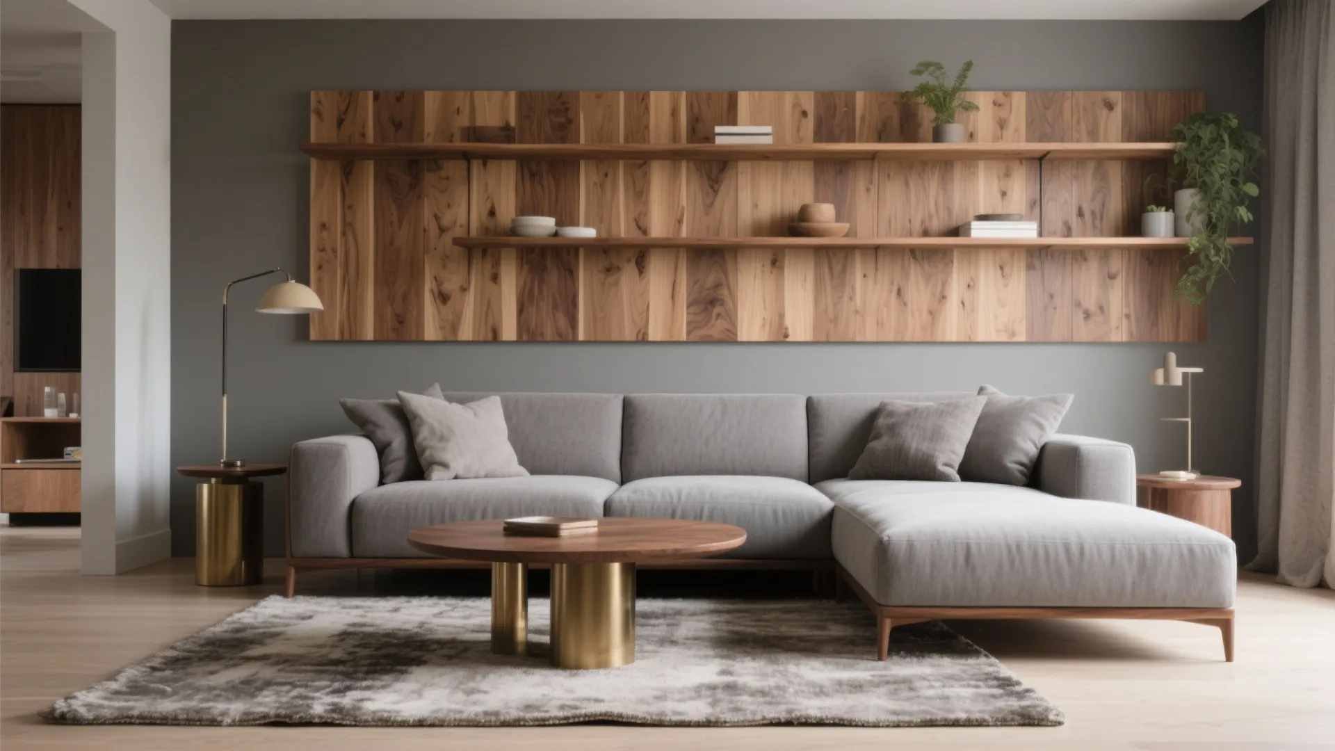 3) Warm Woods Meet Cool Grey