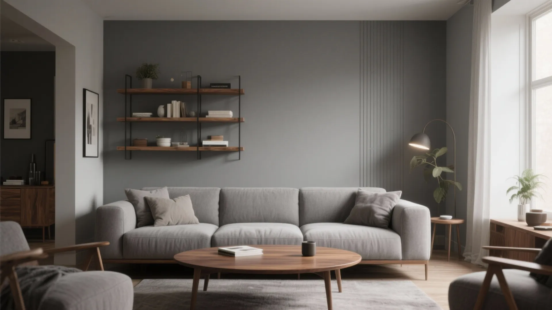 5. Grey and Natural Wood Combination