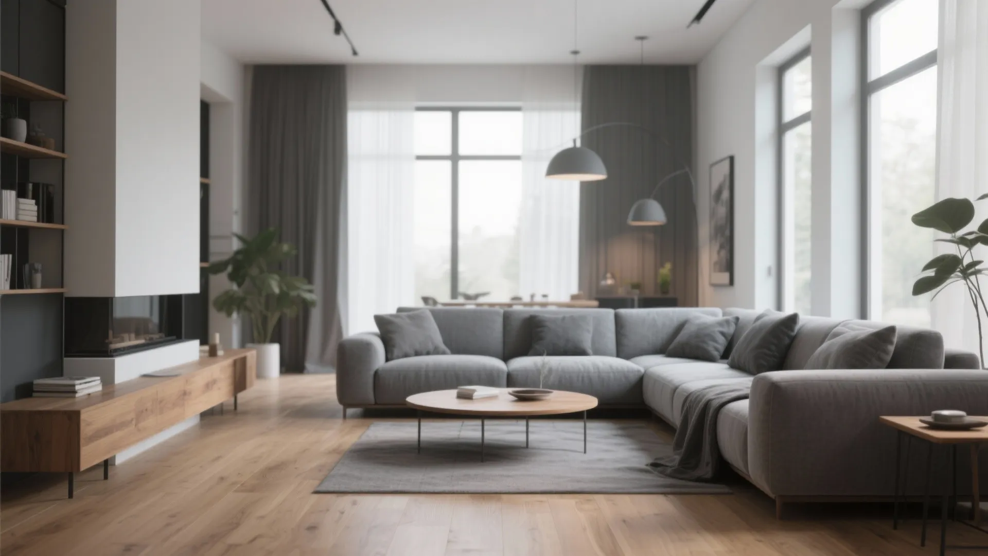 4. Grey and Natural Wood Combination