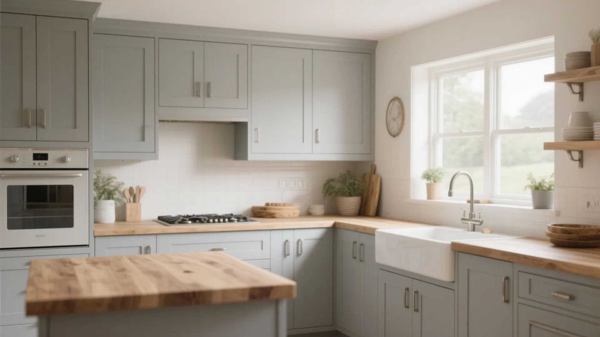 5. Light Grey and Natural Wood