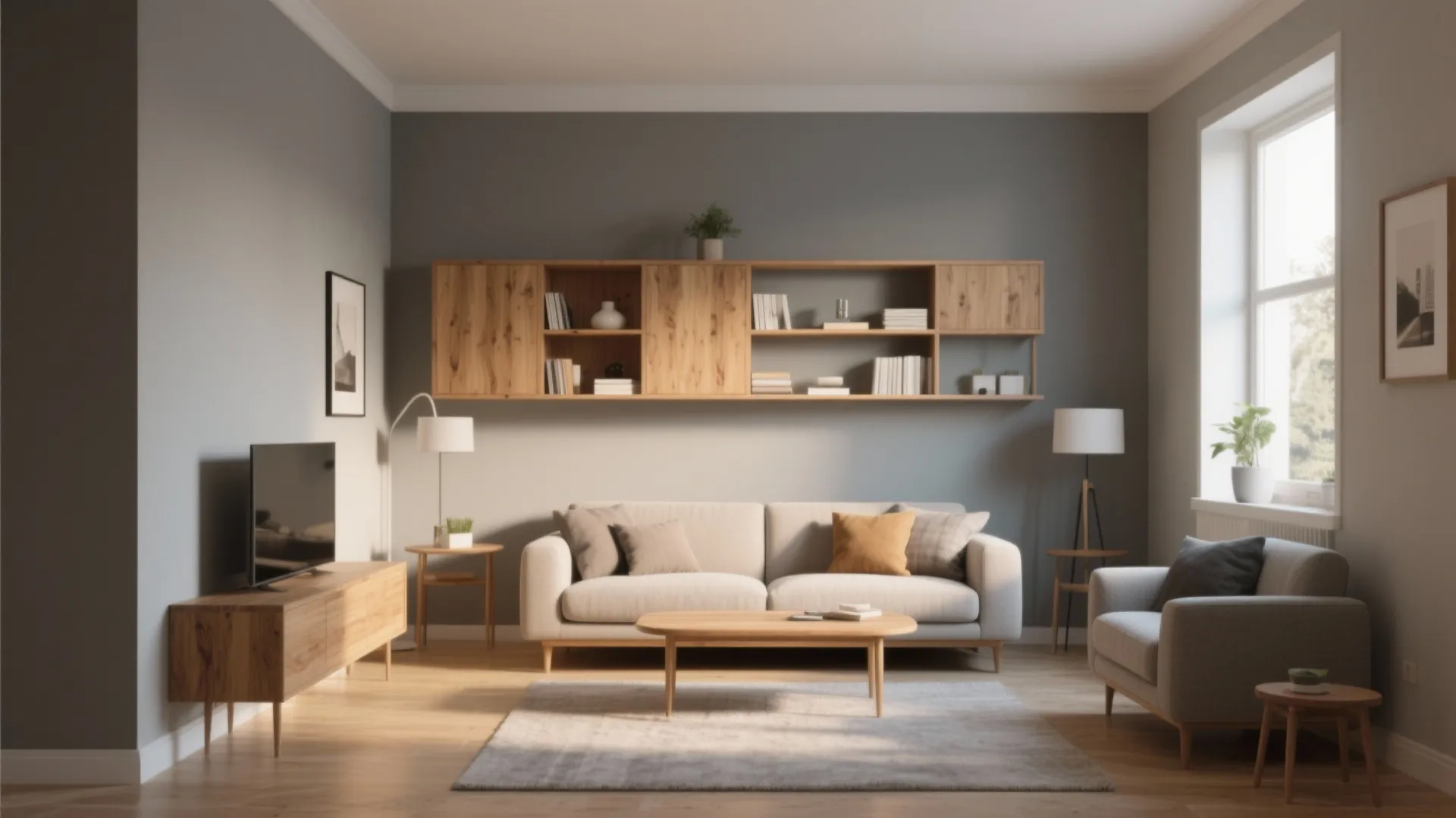 2. Grey and Natural Wood Blend