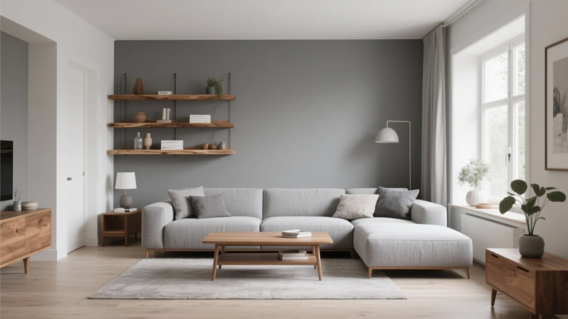 3. Grey and Wood Combination