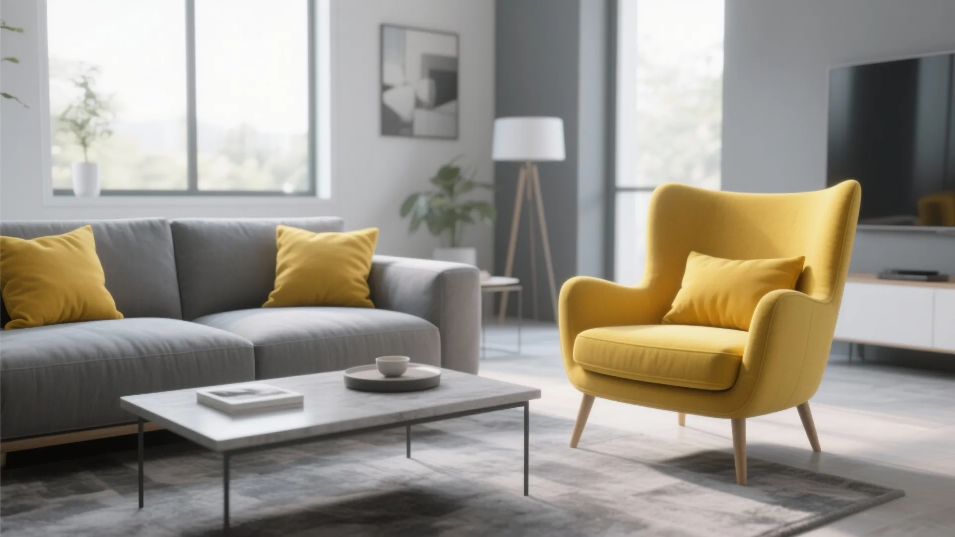 9. Grey with Pops of Yellow