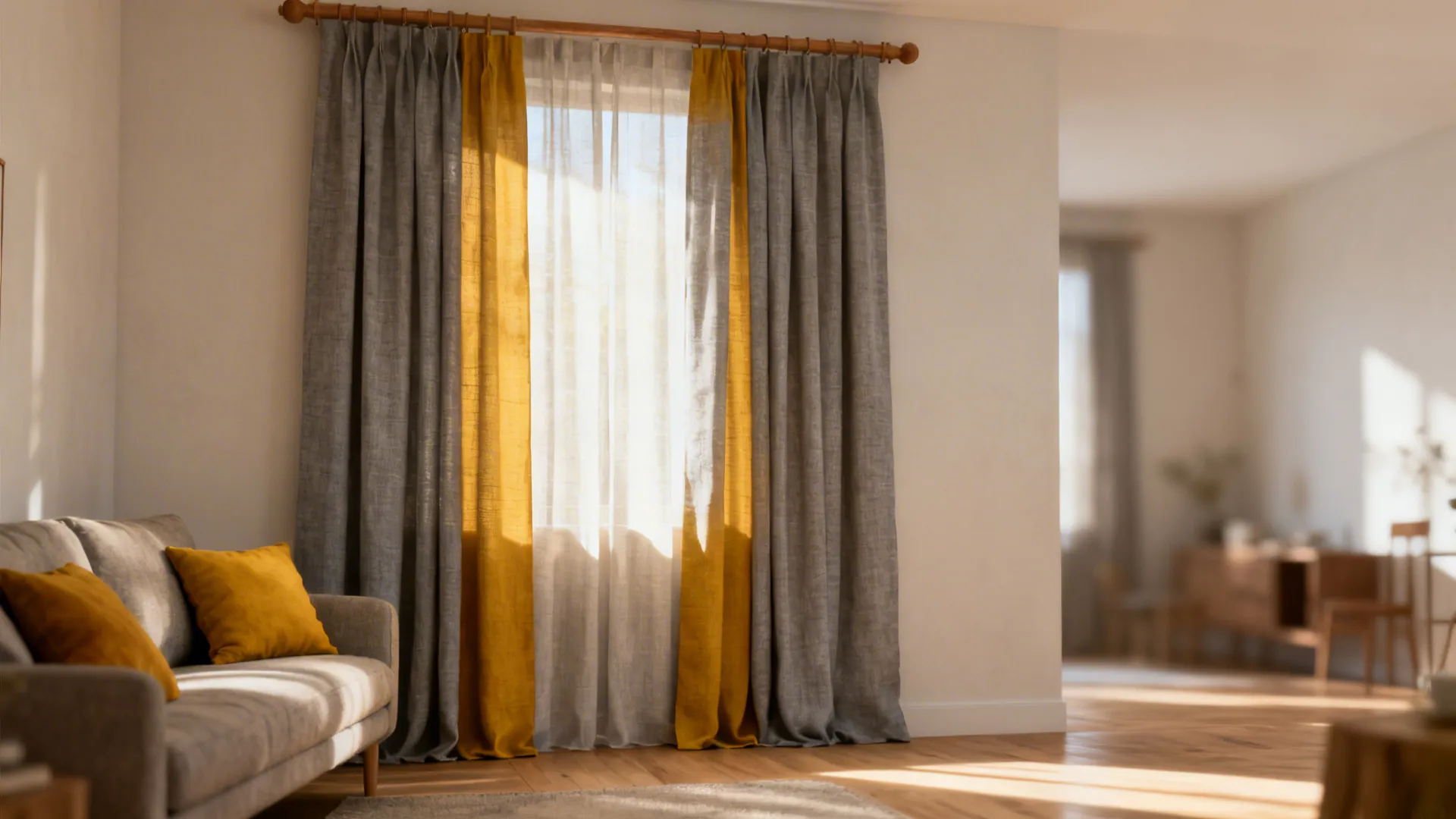 5 Yellow and Grey Living Room Curtain Ideas