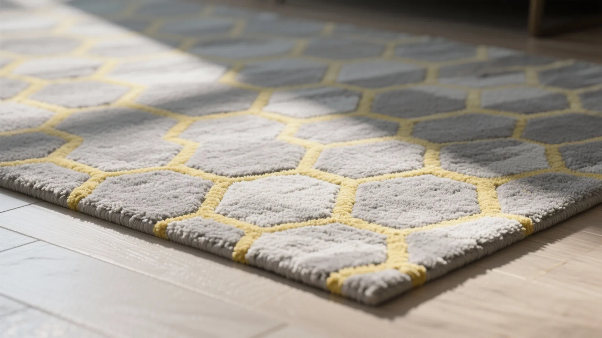 4. Grey Rugs with Yellow Geometric Patterns