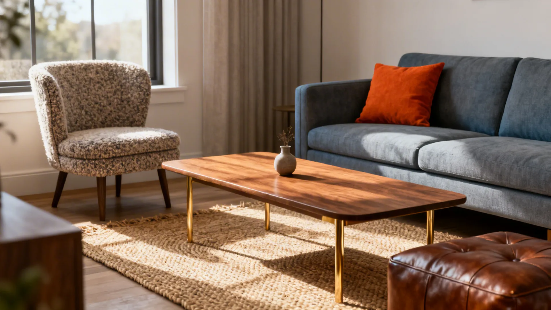 5 Grey-Blue & Orange Living Room Ideas