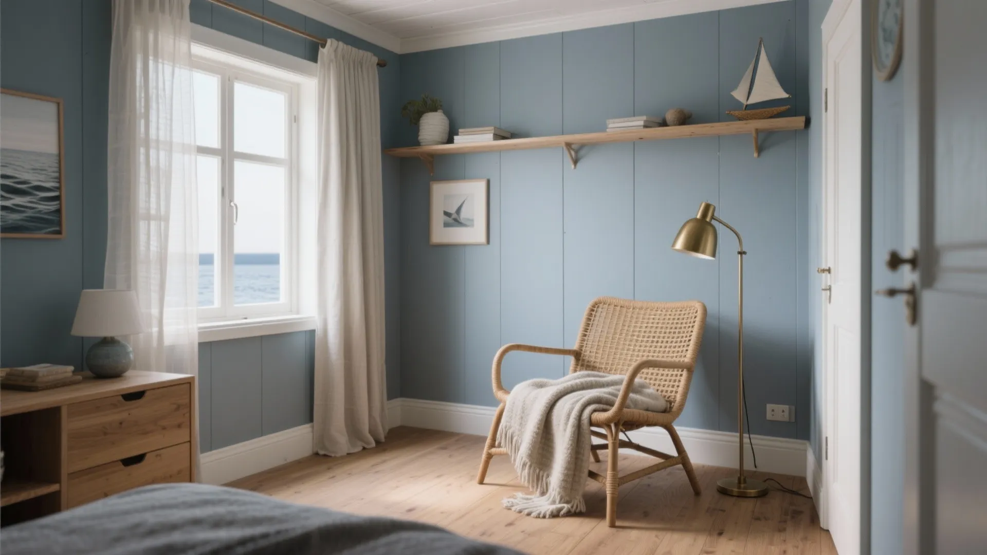 Before-and-after interior design drawing comparison showing different living room wall colors and warm lighting effects