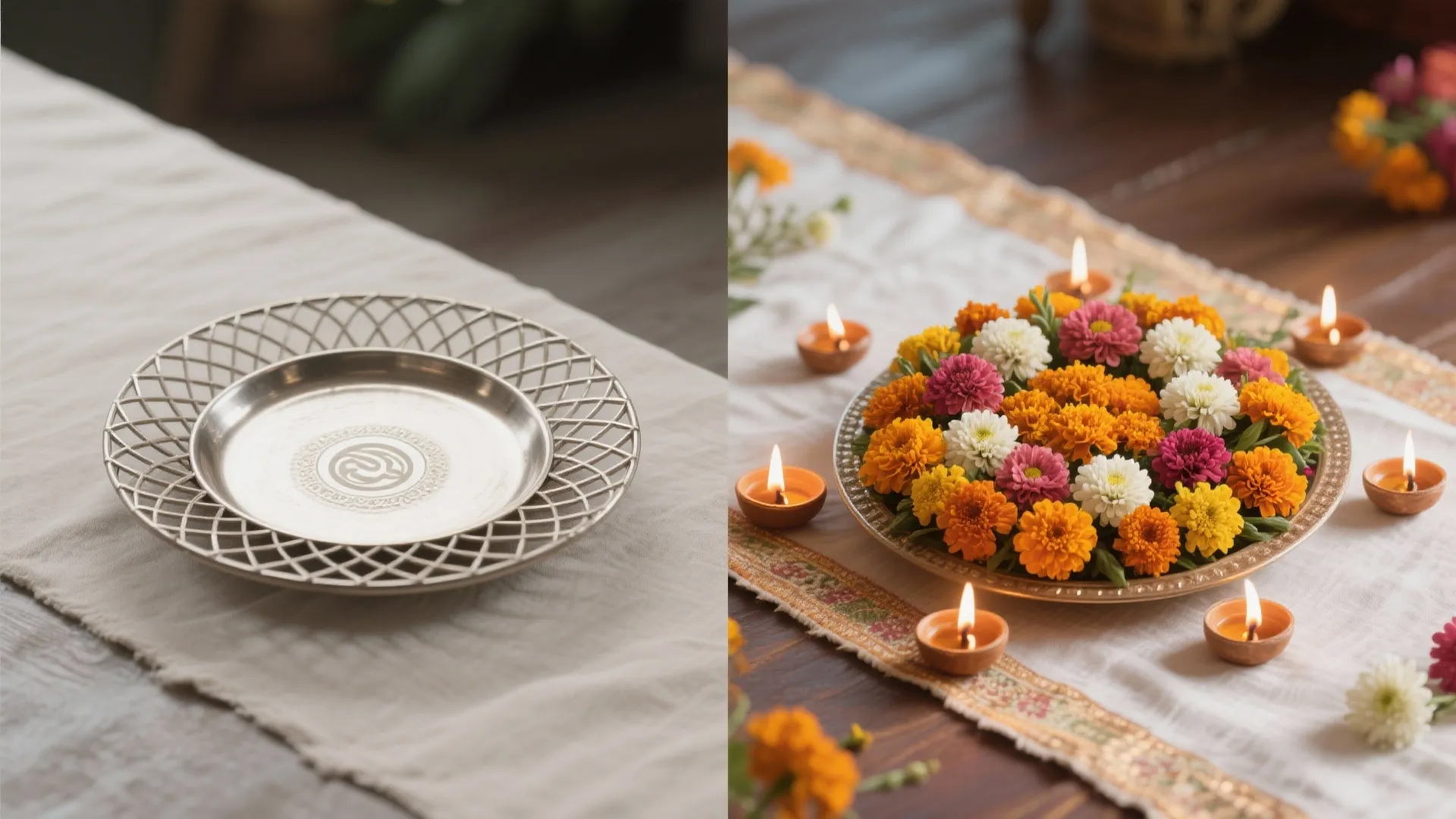 Mixed Seasonal Florals with Metal Geometry