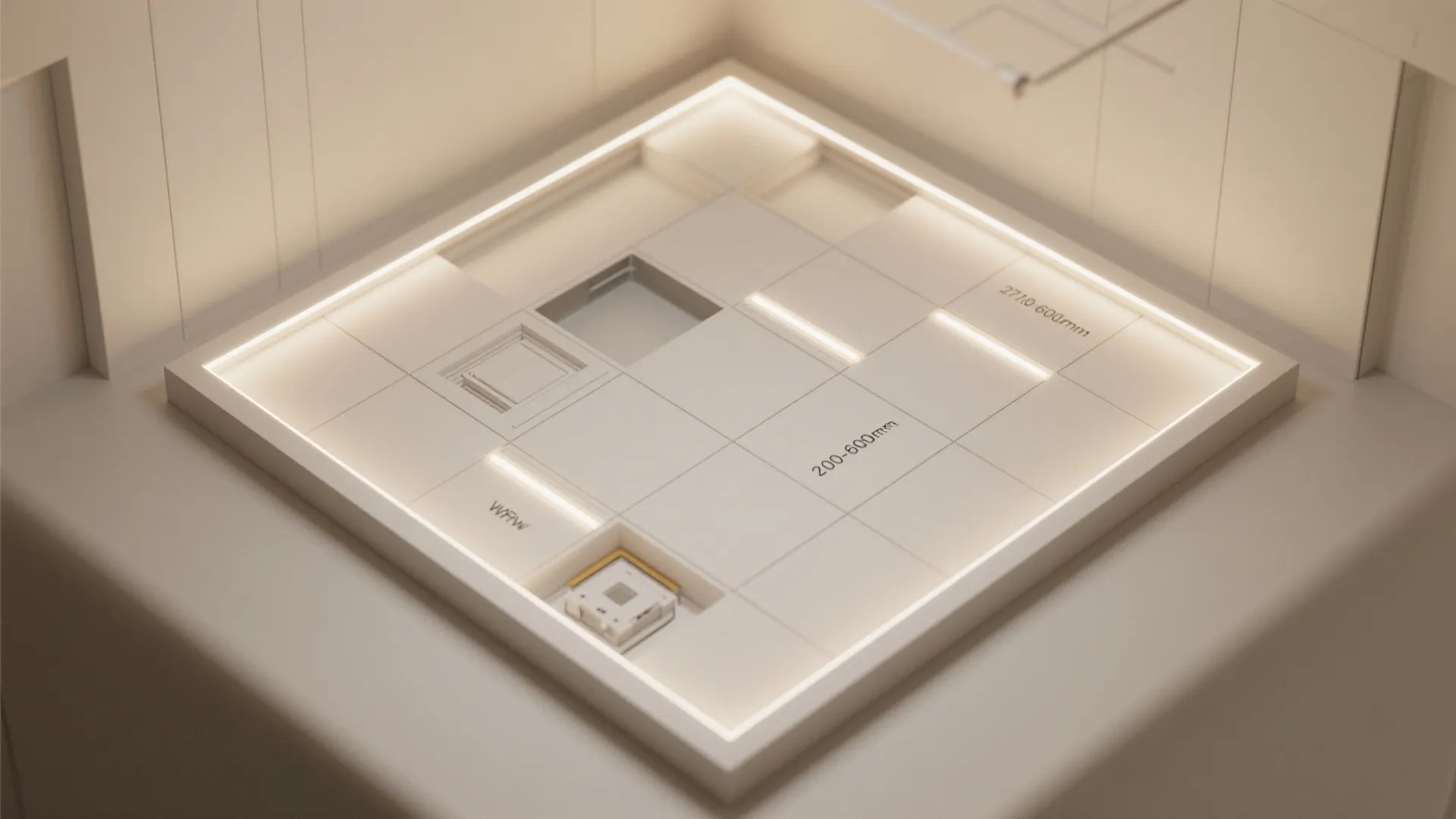 1) Minimal recessed square grid