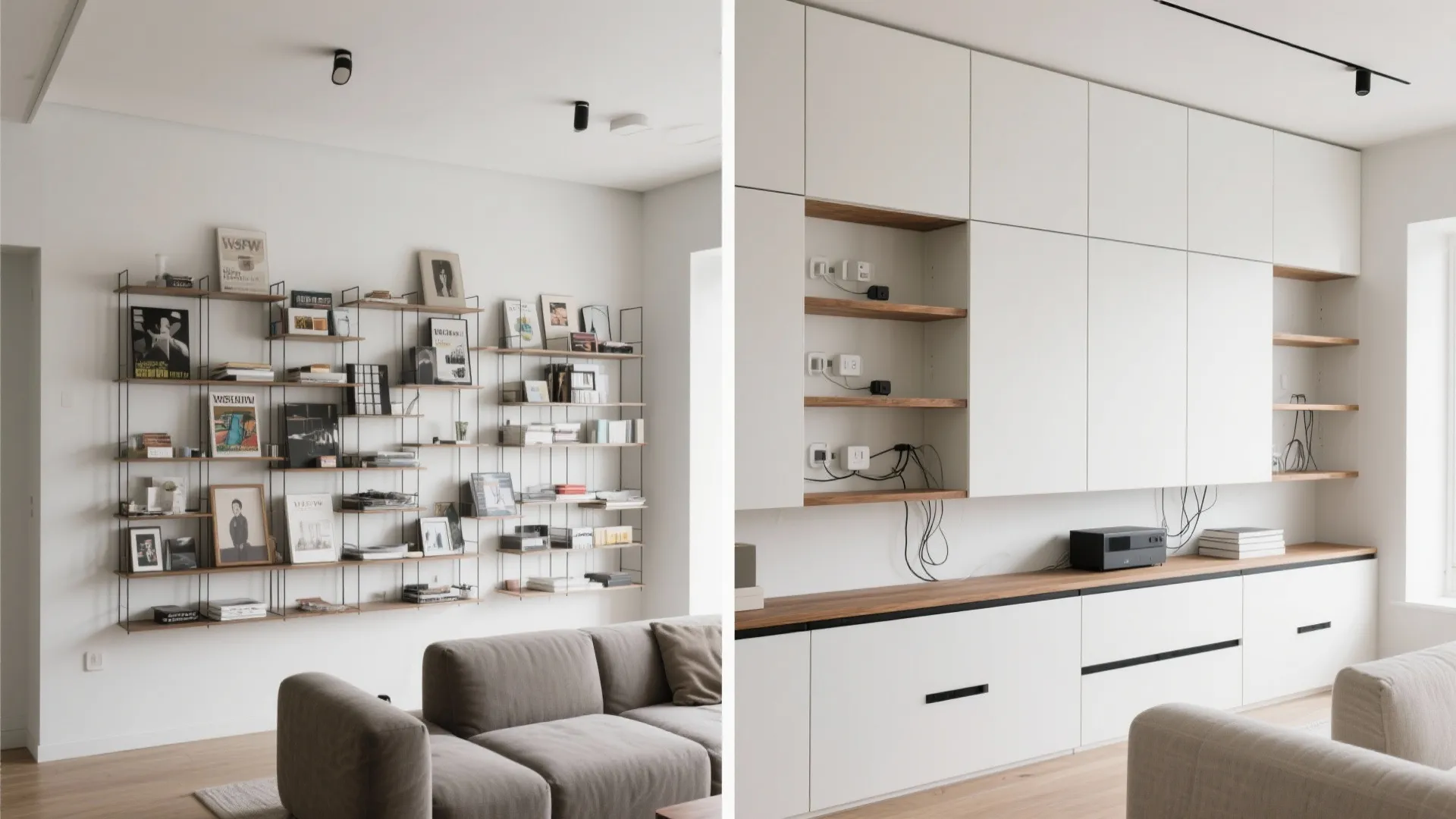 Modular Grid Shelving with an Open/Closed Mix