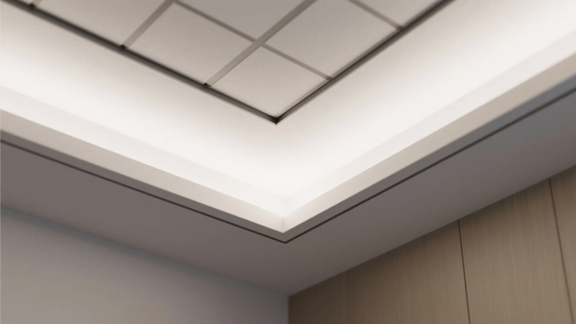 1) Slim recessed grid with perimeter cove