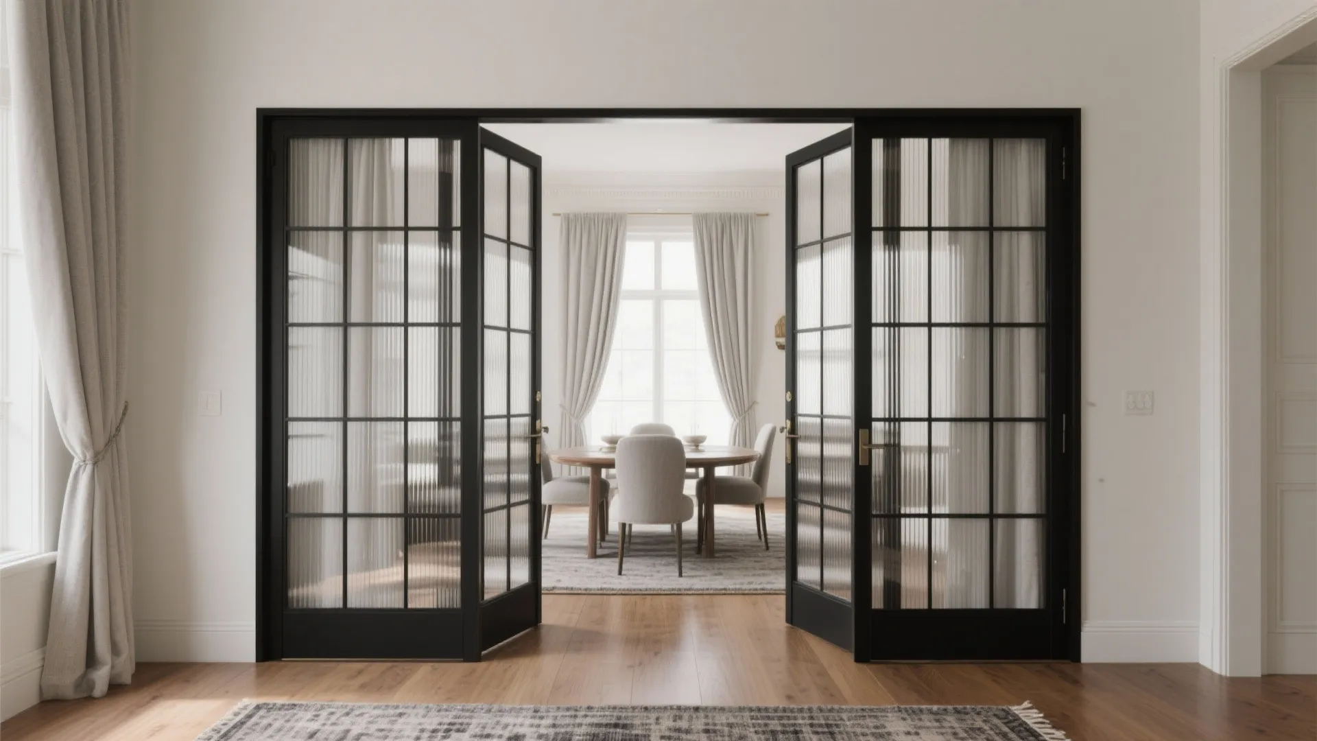 Metal-Framed Glass Grid Doors (Crittall-Style)