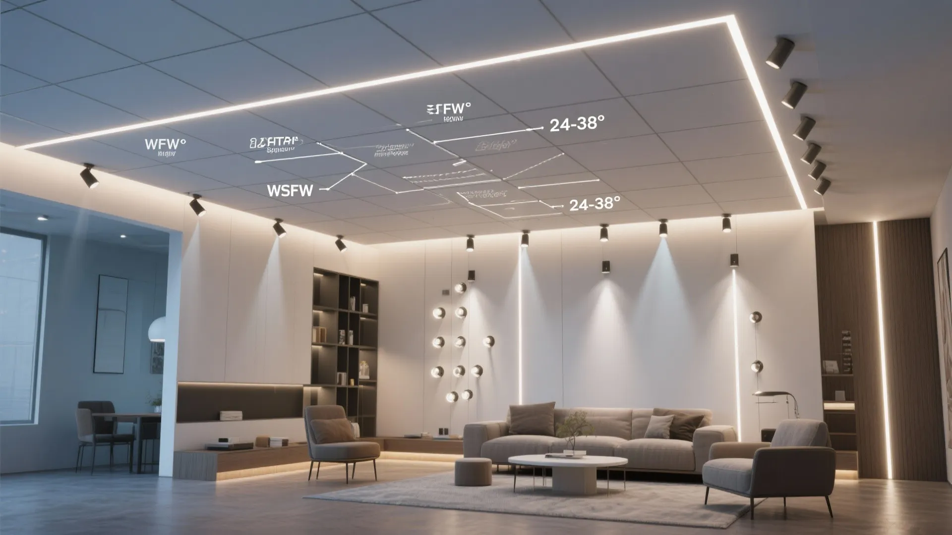 Slim Recessed Grid with Spot Clusters