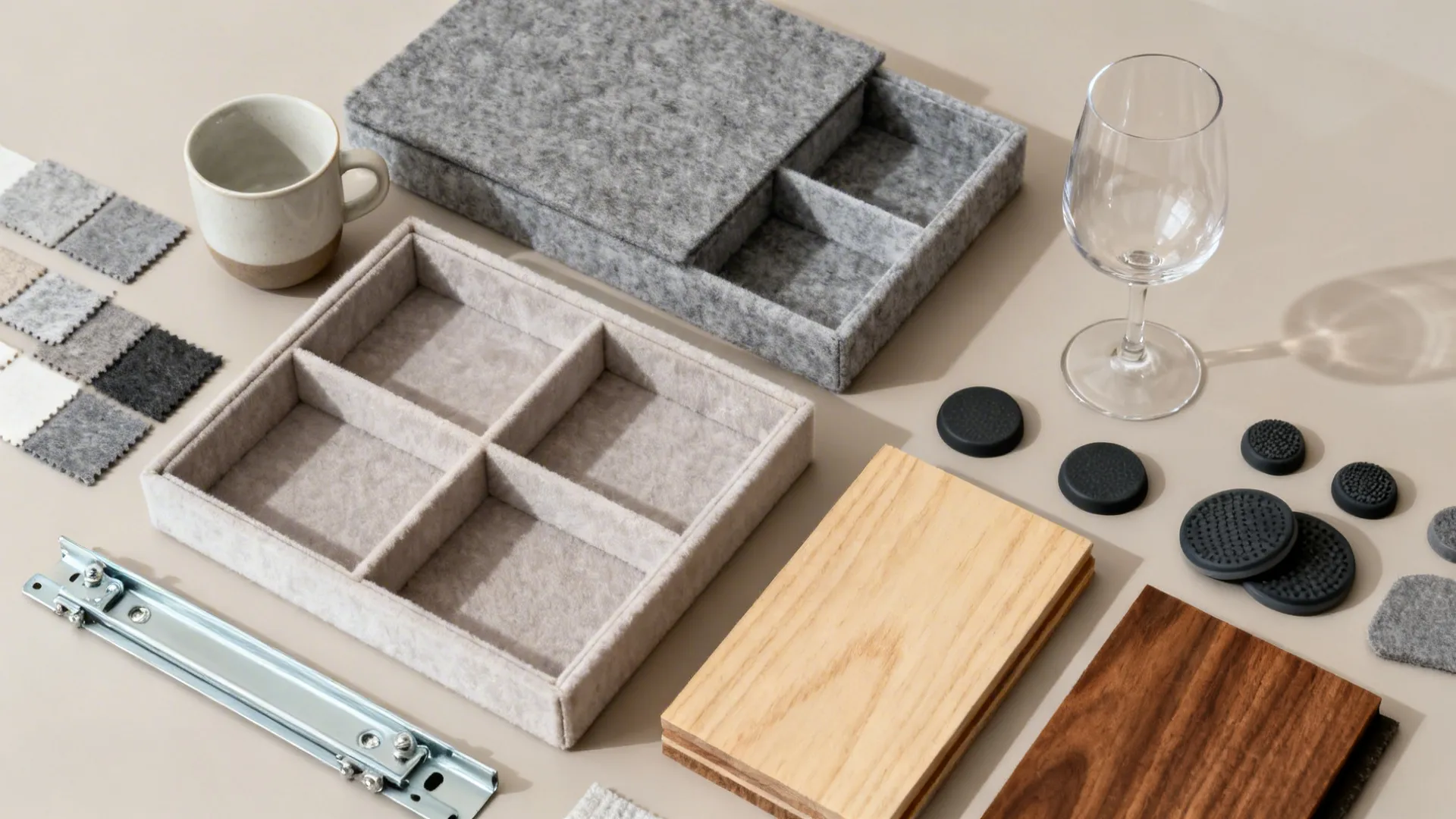 4) Soft-lined grid for cups and glasses