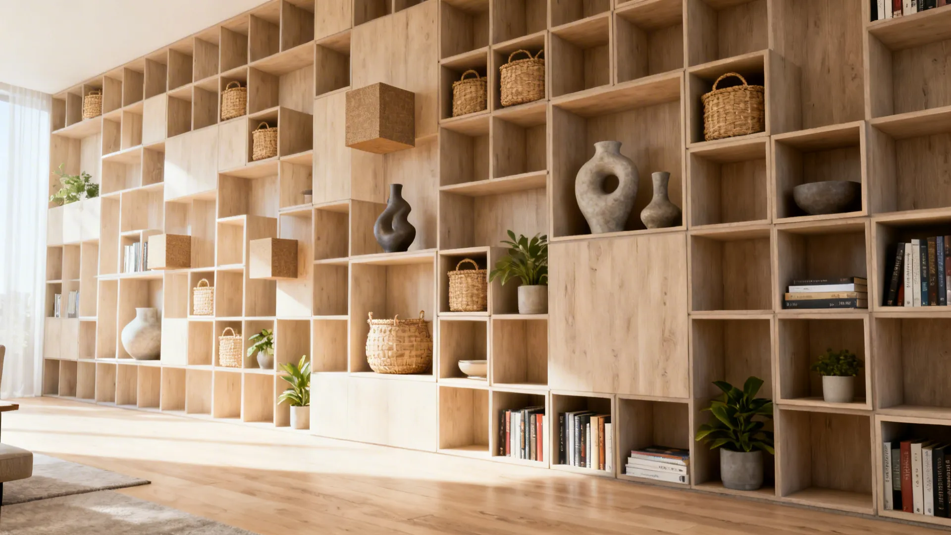 2: Grid-style modular shelving