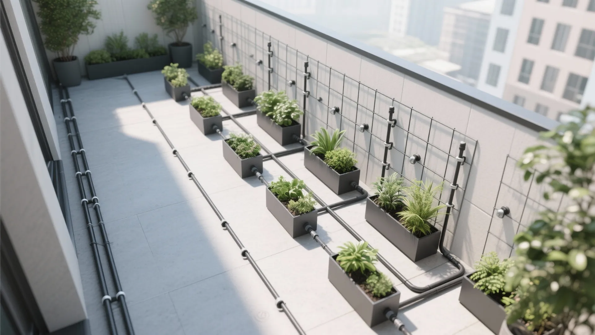 Vertical Grid: Modular Balcony Box Wall