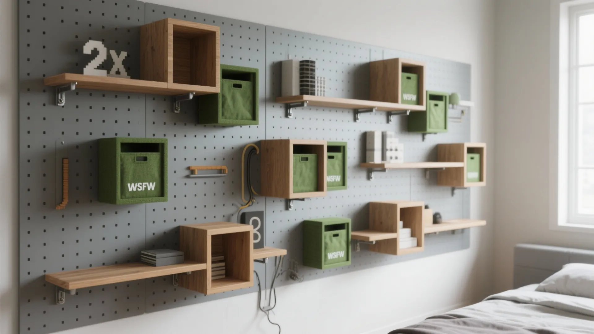 Idea 2: Grid Walls and “Chunk” Shelving