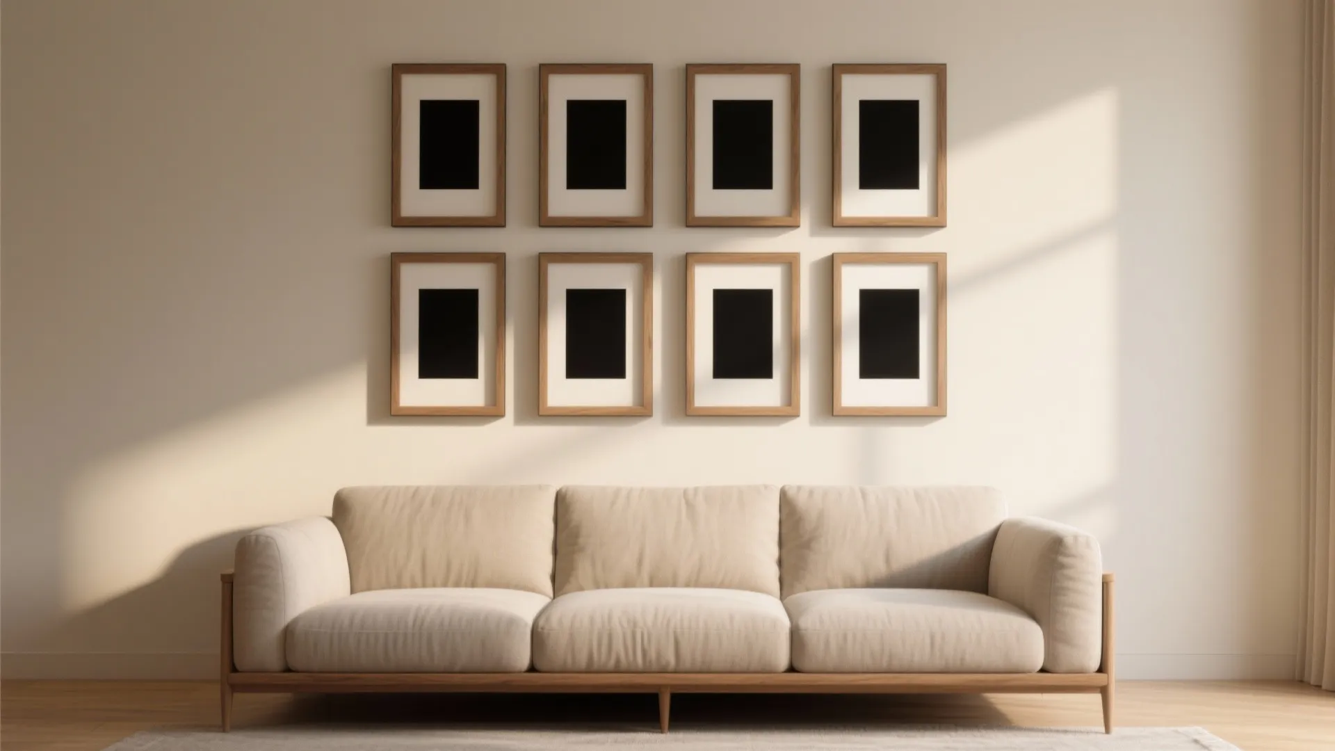 Minimalist Grid Wall Above the Sofa