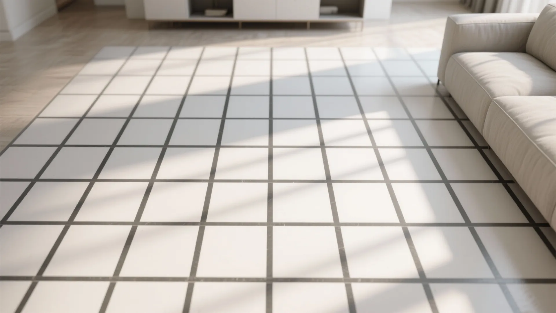 The Graphic Grid: Large Tiles + Contrast Grout