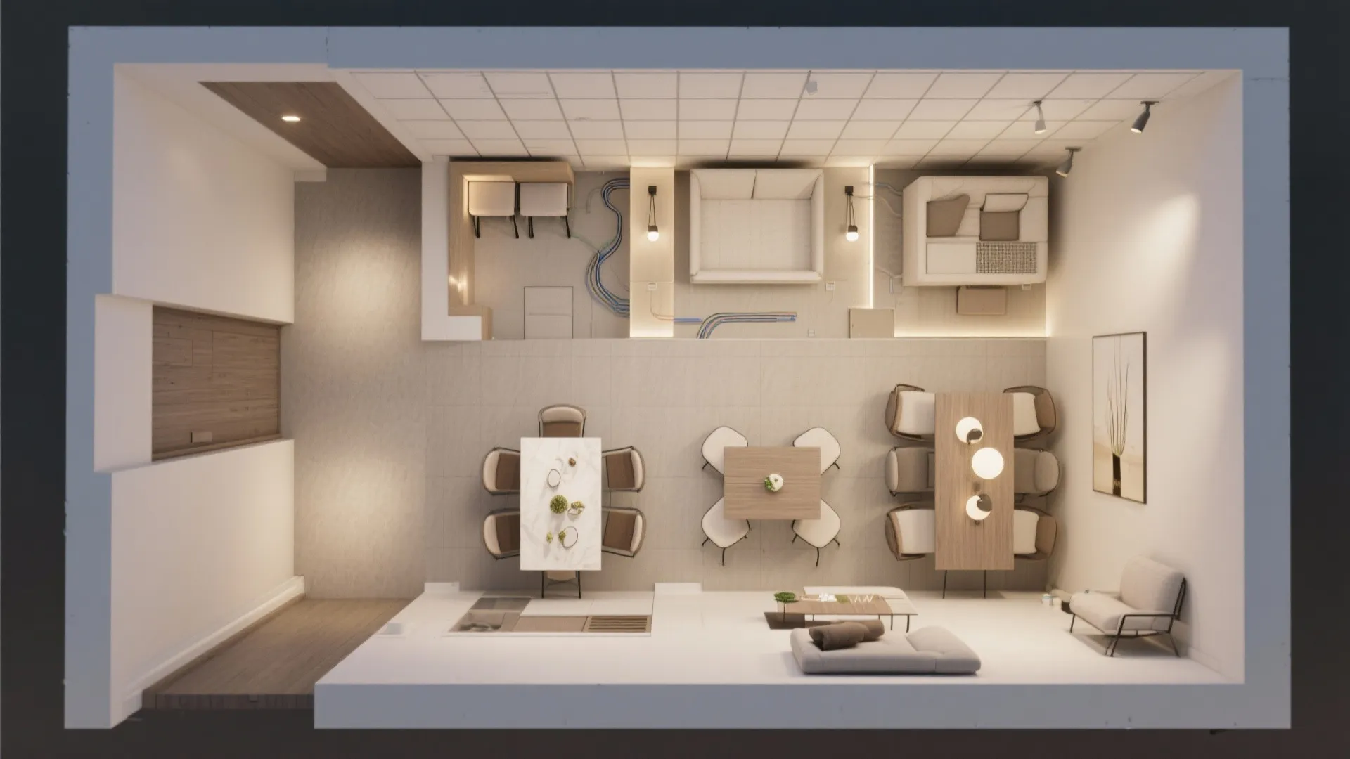 3) Recessed Gypsum Grid for Smart Zoning