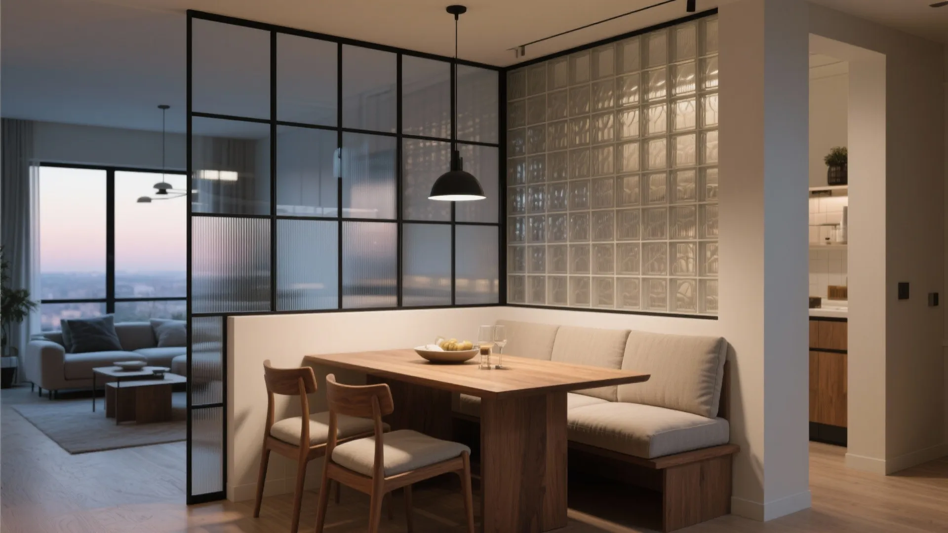 Glass Partition with Gridded Mullions