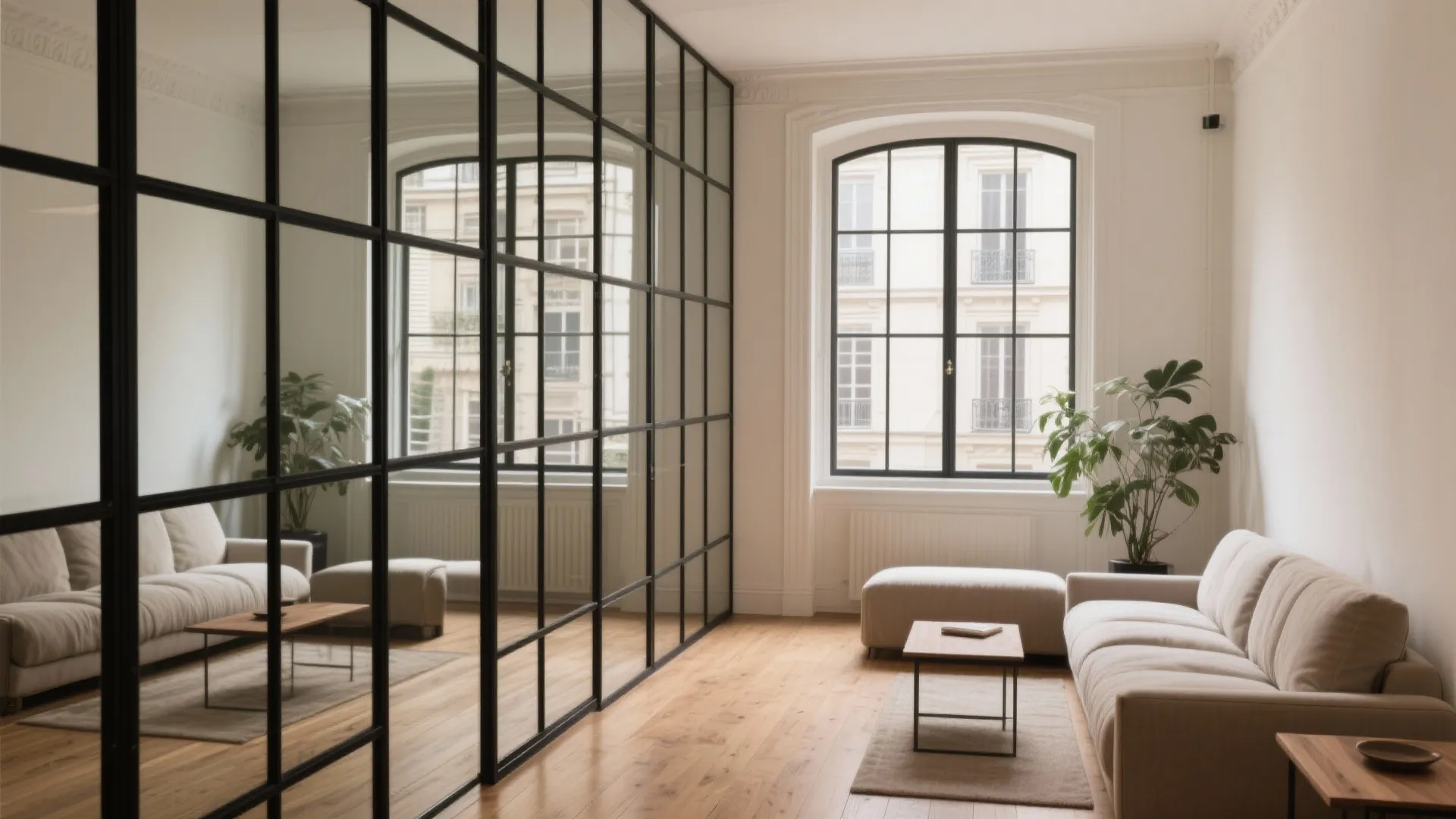 Gridded Mirror Wall for Depth and Drama