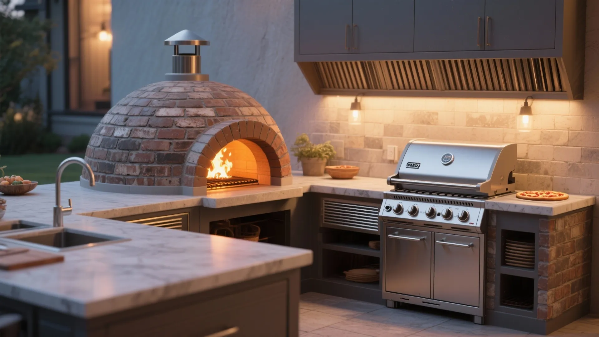 2. Dual-Cooking Station: Grill + Pizza Oven
