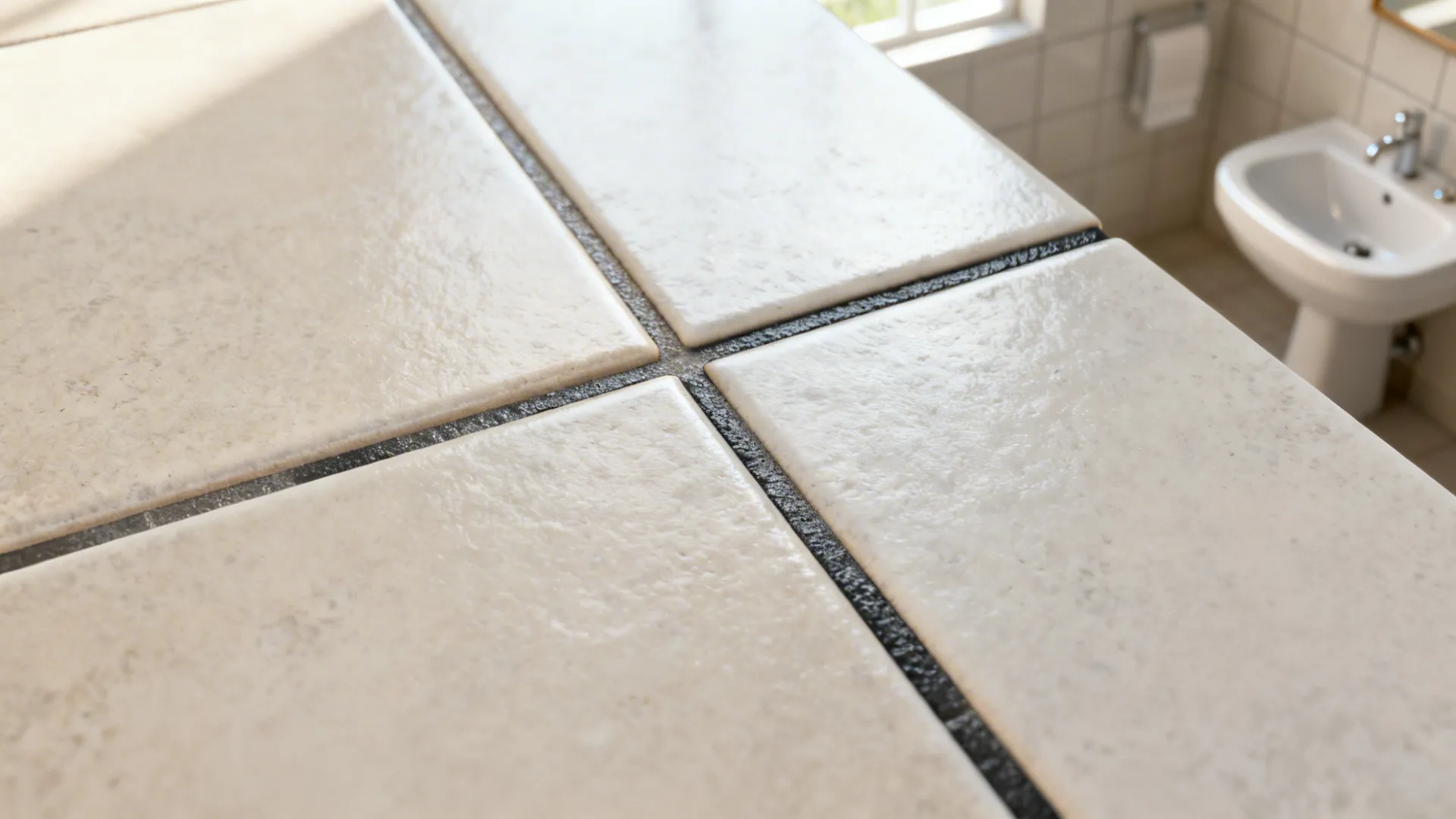 Grout color comparison showing matching versus contrasting grout on tile samples.