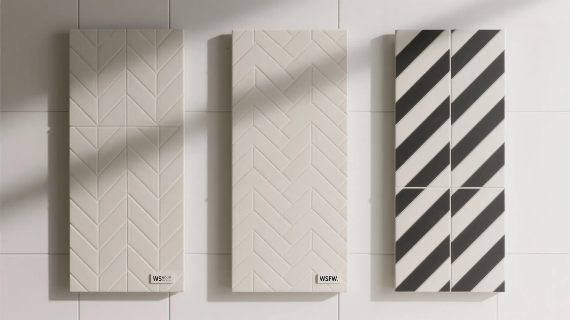 Pattern and grout as texture: herringbone, stacked, and color contrast