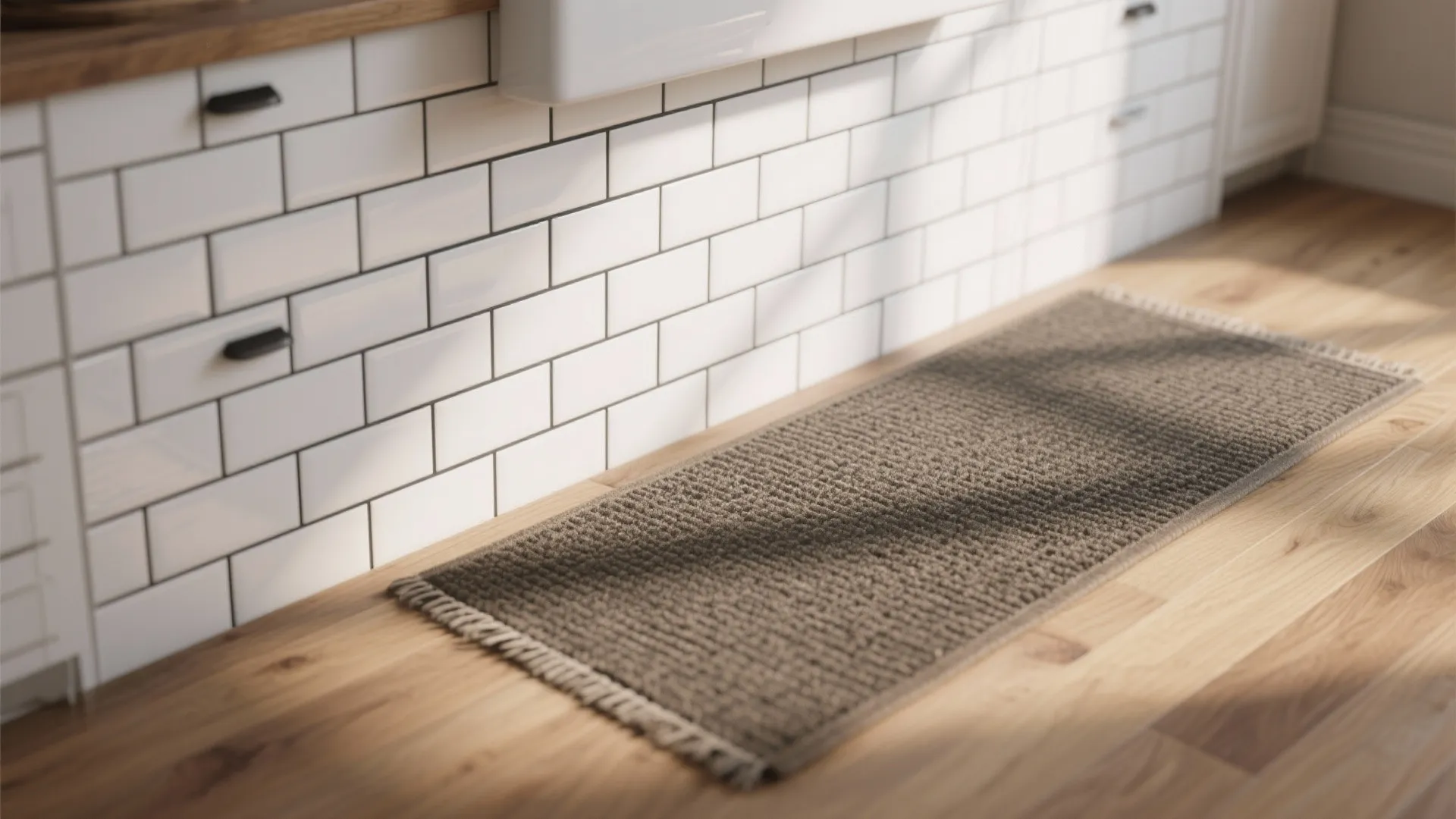 5. Contrasting grout and subtle rugs