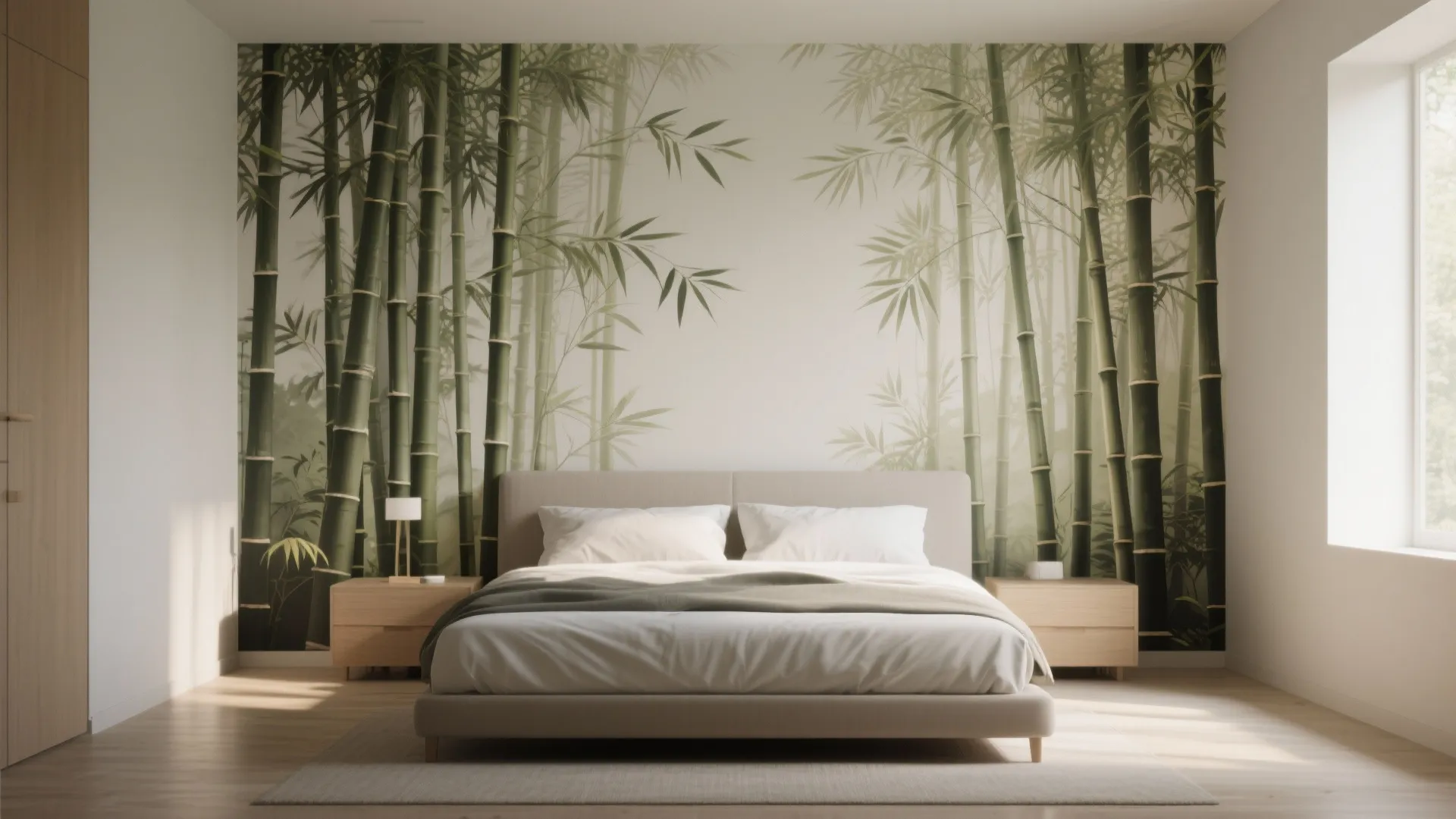 Floor-to-Ceiling Bamboo Grove Mural for Height Illusion
