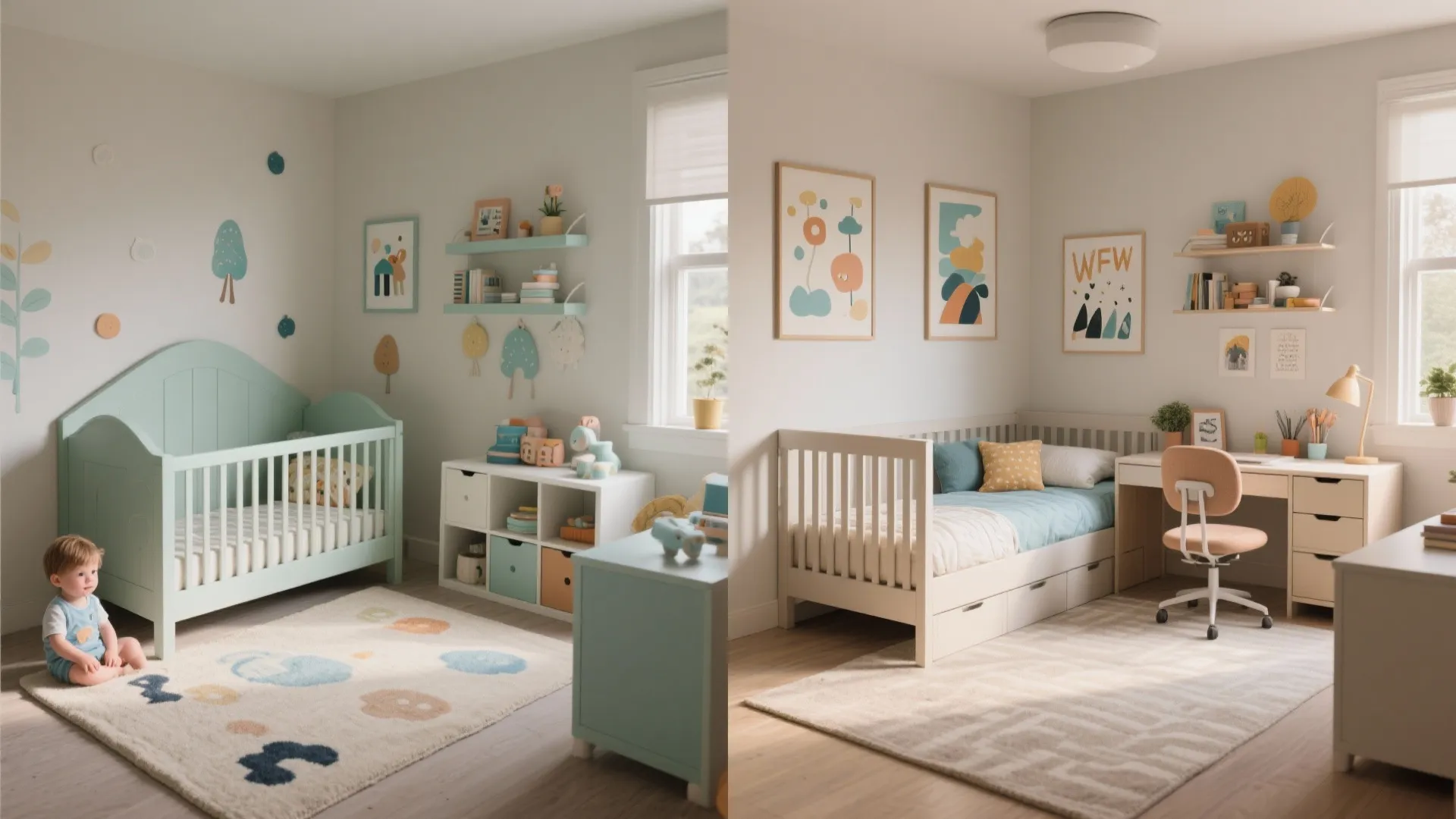 5) Grow-with-them furniture and color that ages well