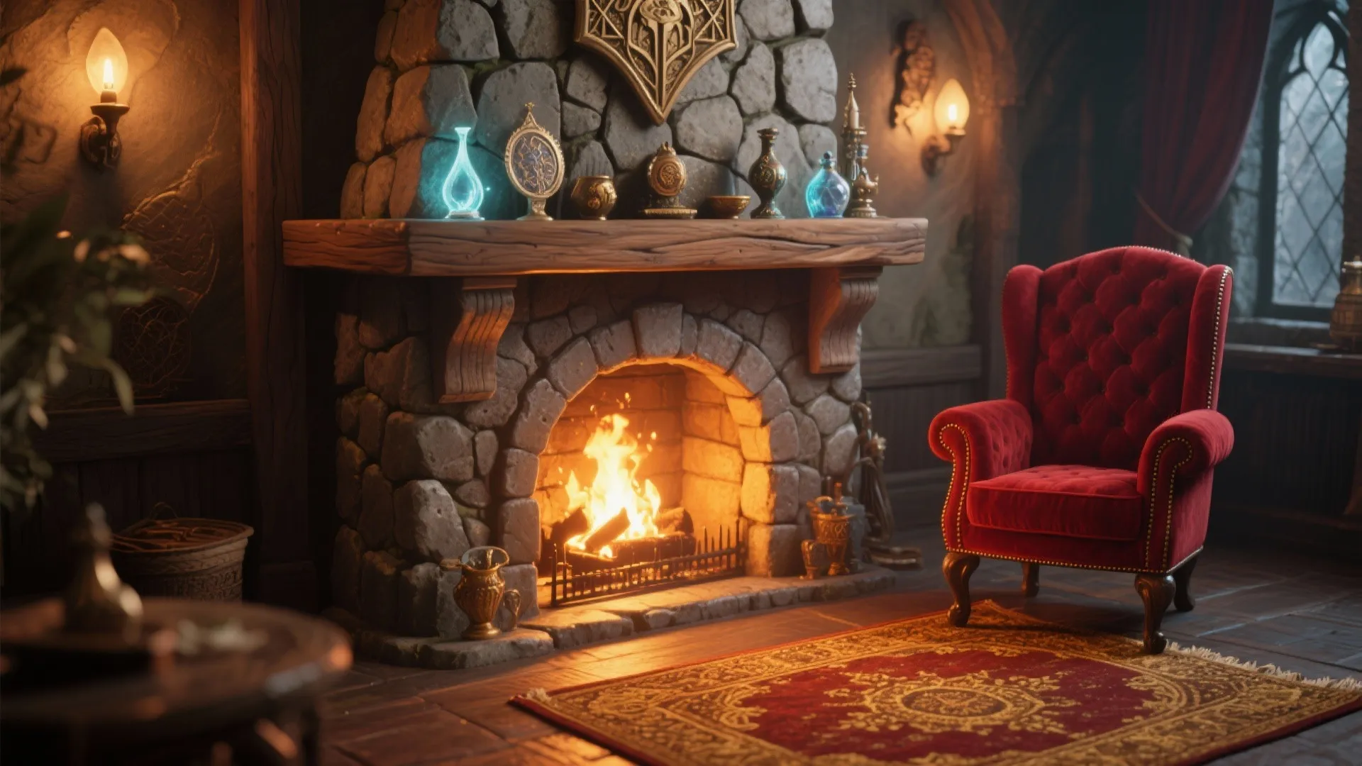 Tip 2: Faux Fireplace with Stone Surround