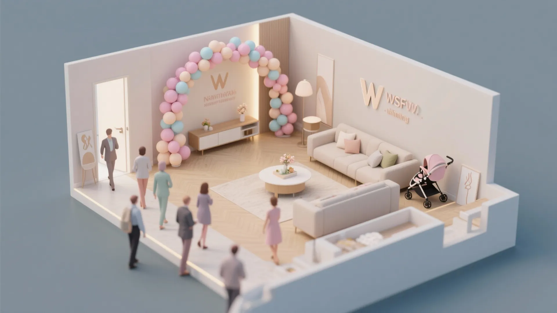 Pastel Balloon Garland with Gentle Lighting