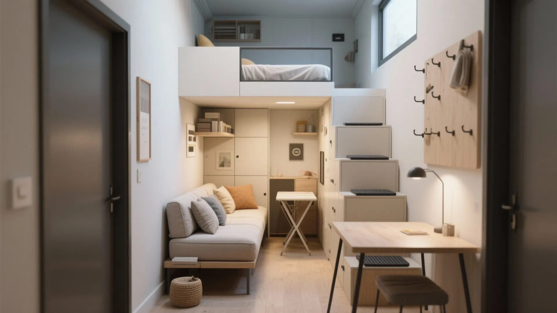 5. Flexible guest loft with modular furniture