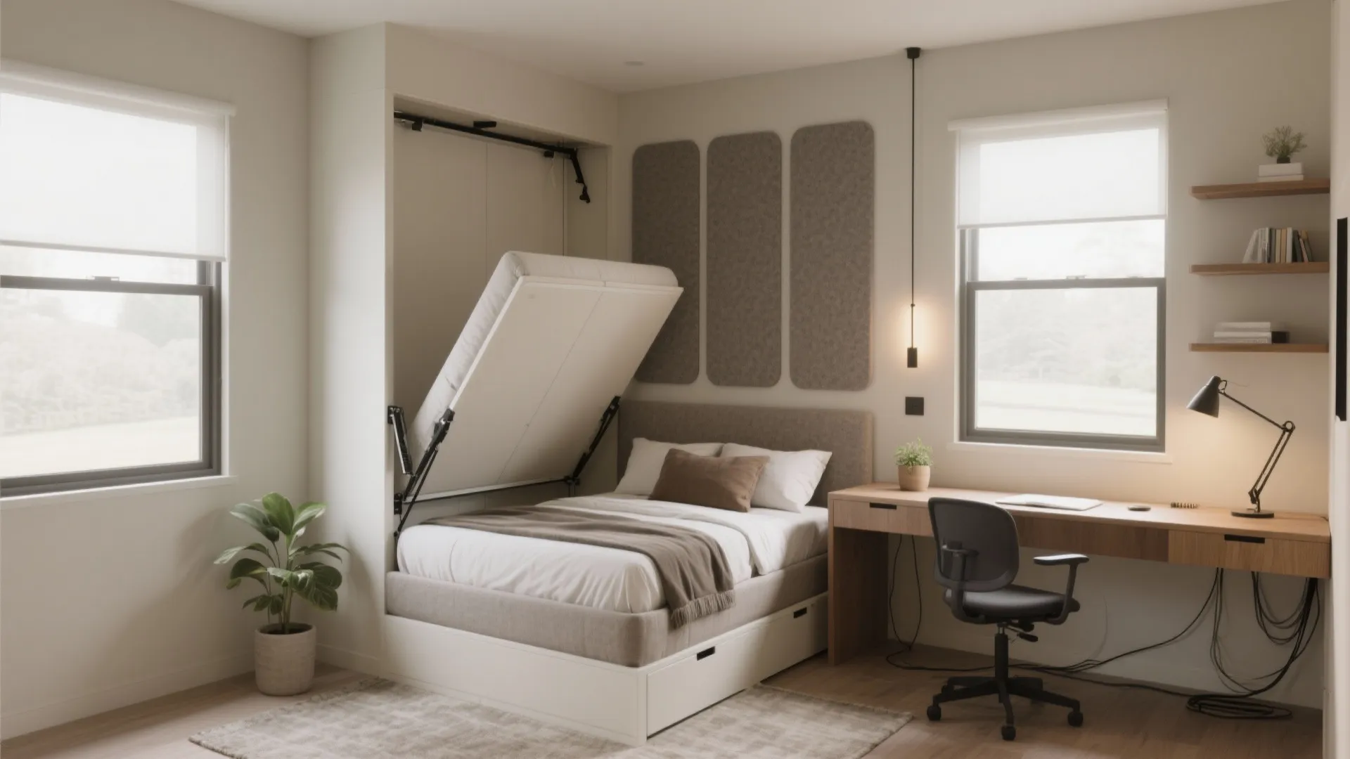 A guest room that moonlights as a home office