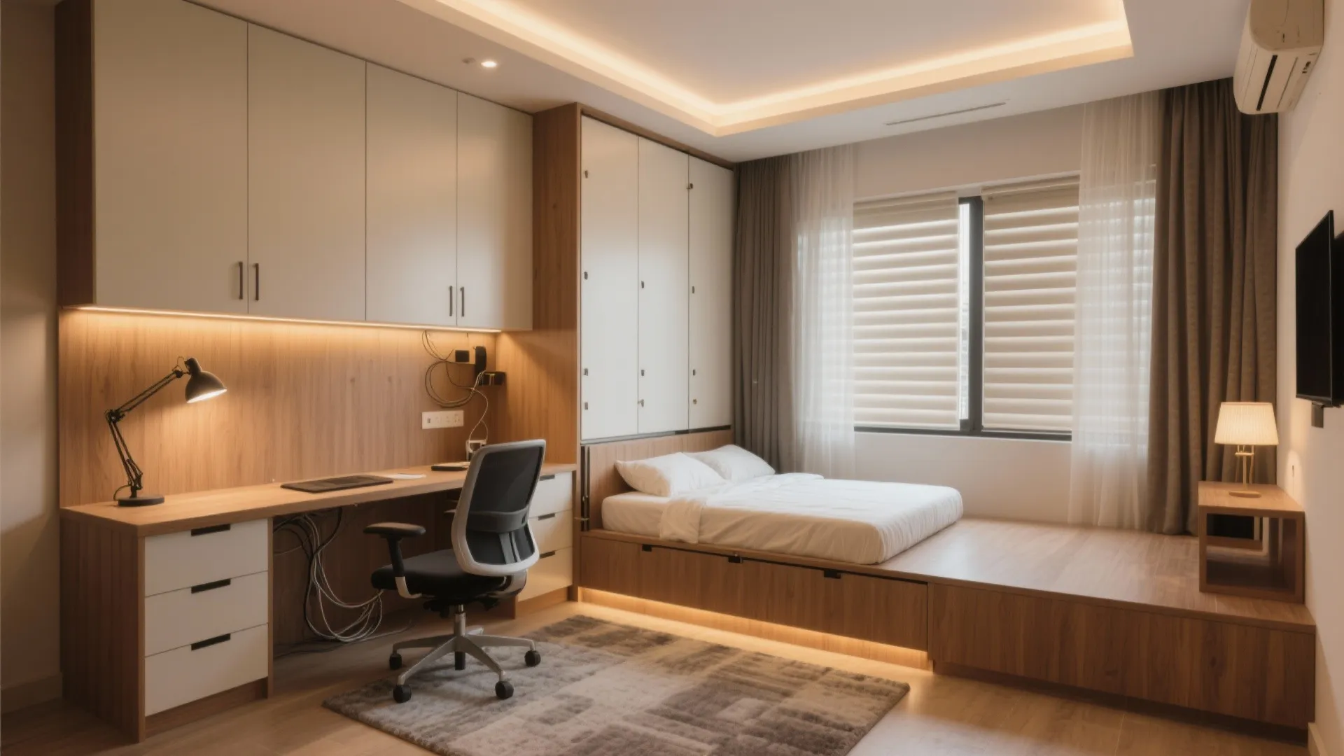 A guest room that doubles as a quiet home office