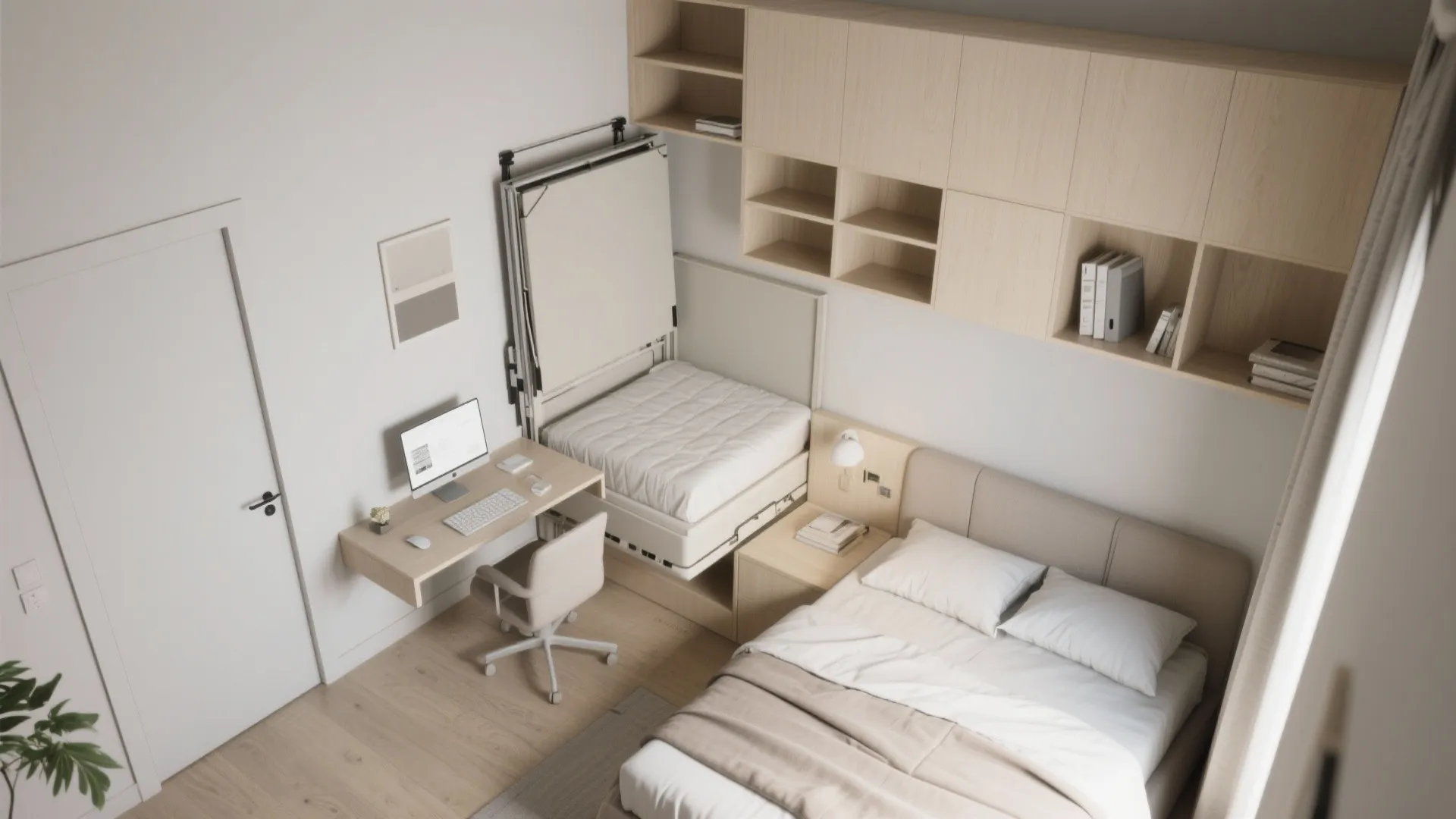 Make one bedroom a flexible guest/home office