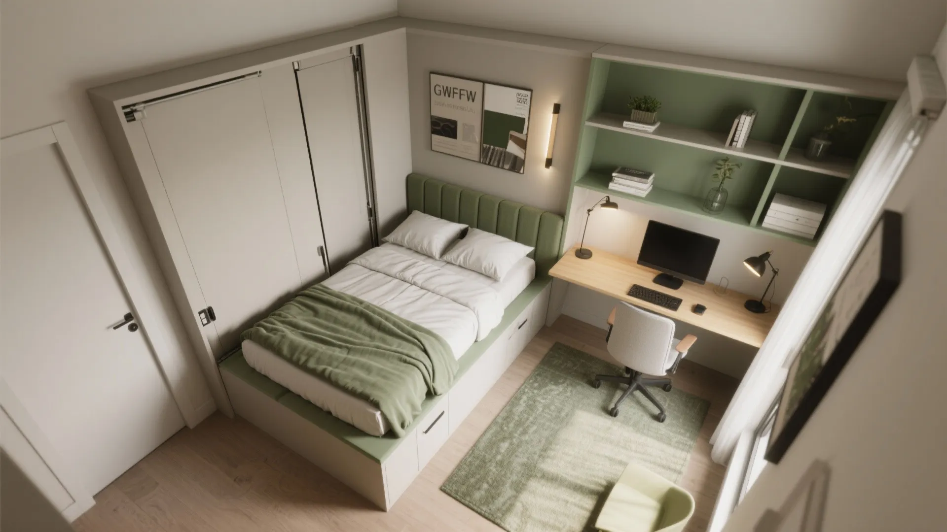 3. Flexible guest bedroom that doubles as office