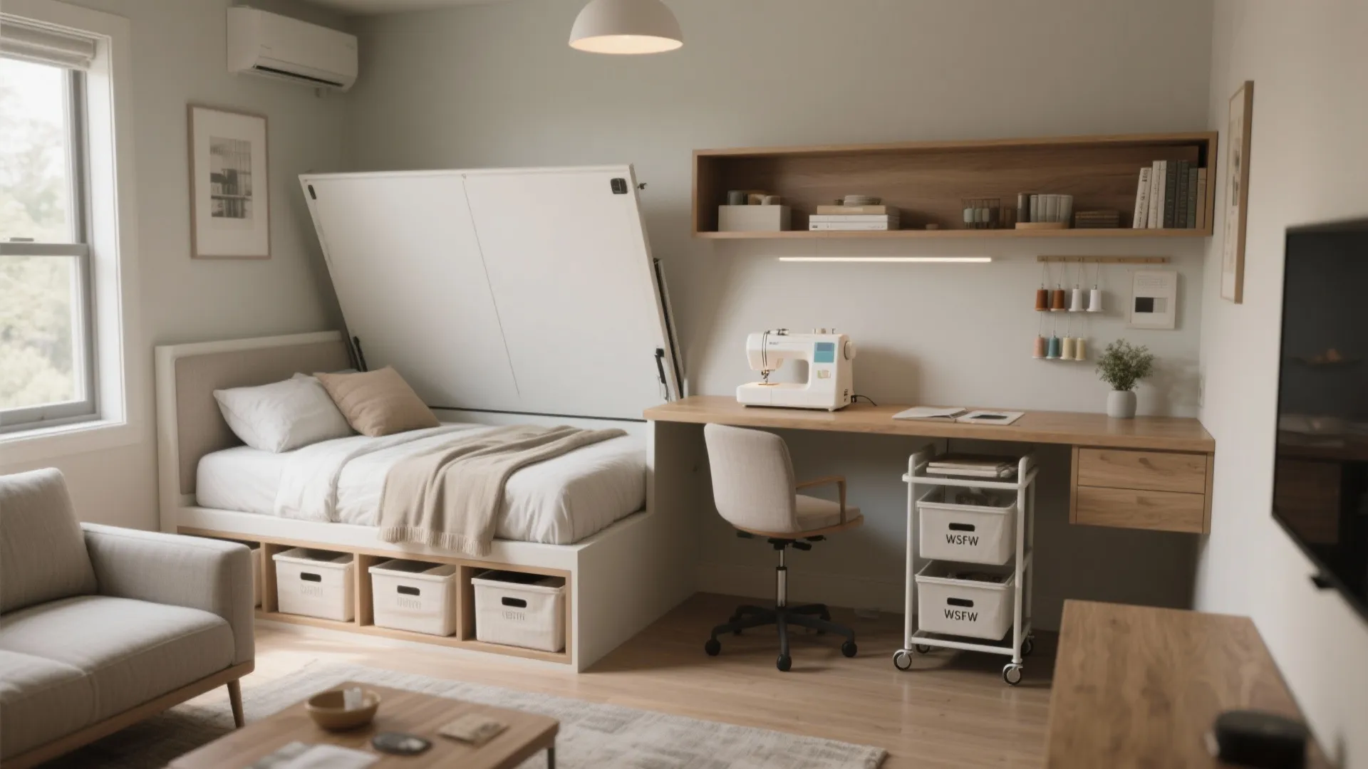 4. Multi-use guest or office room that doubles as a sewing station