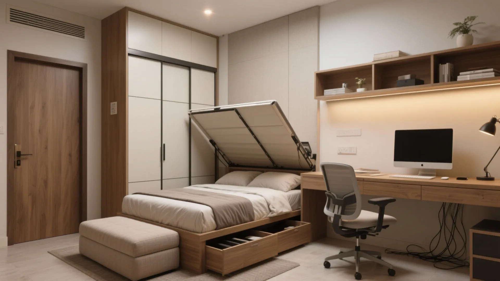 Convertible furniture for guest room and study